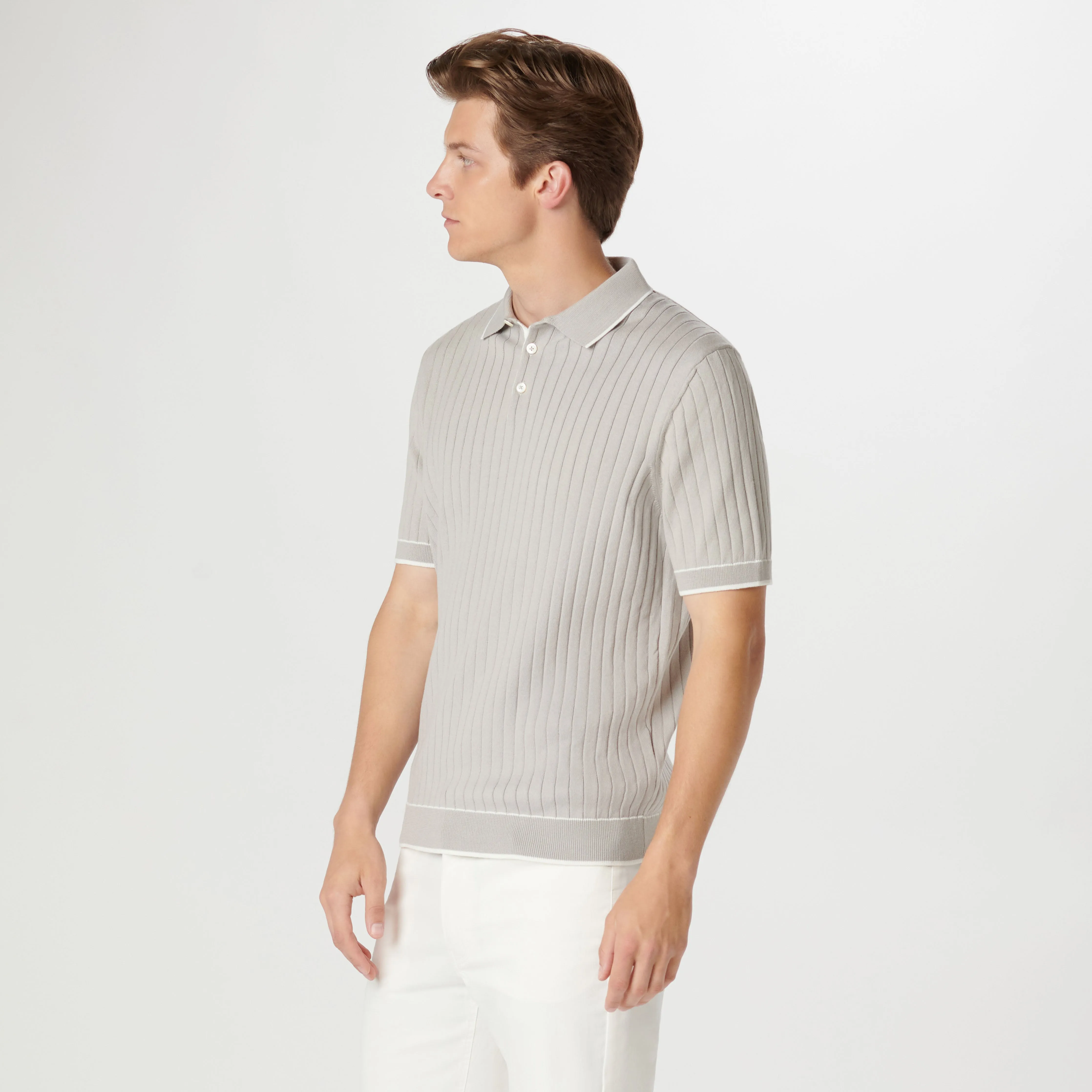 Rib Stitch Short Sleeve Polo Sweater sold by Bugatchi product image thumbnail 3