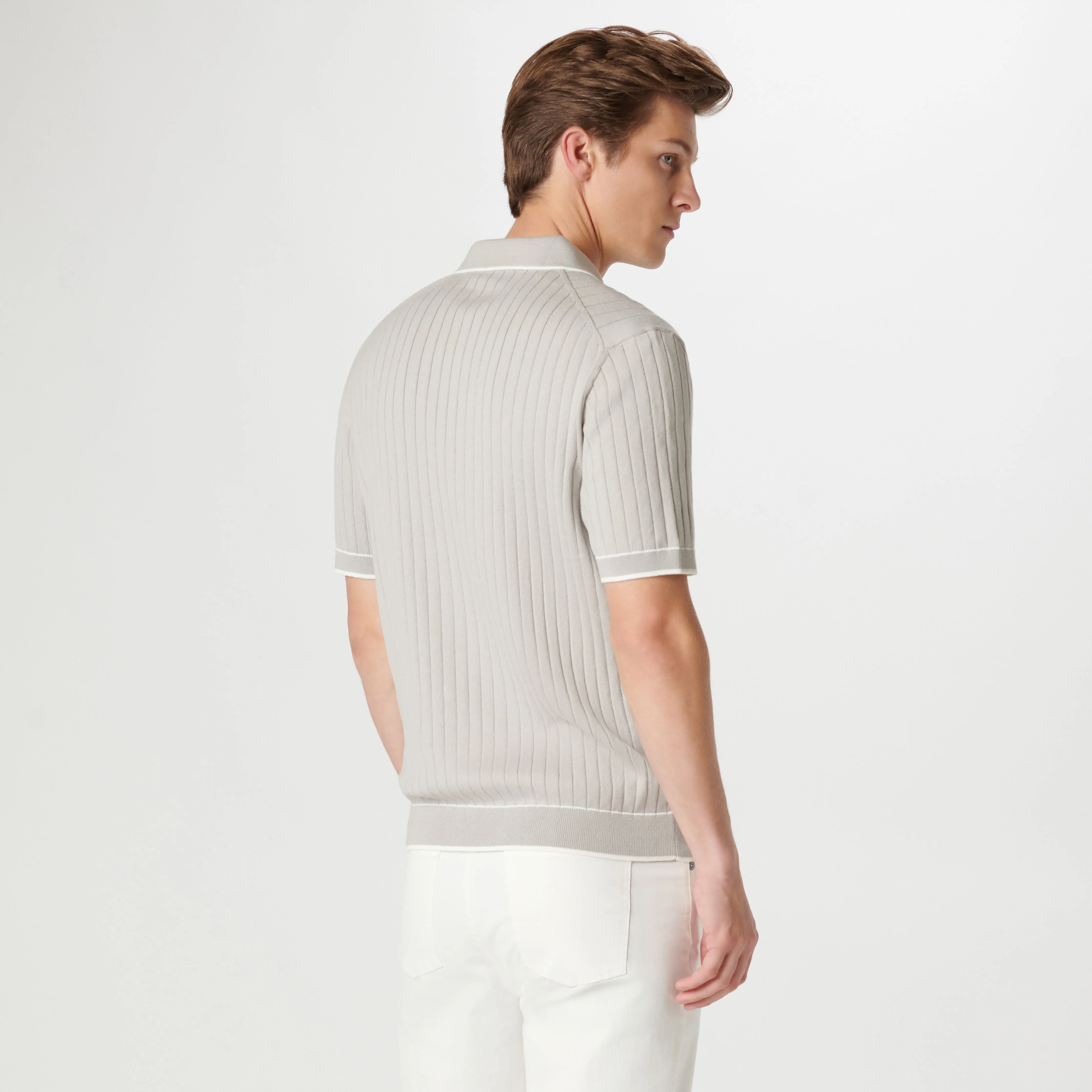 Rib Stitch Short Sleeve Polo Sweater sold by Bugatchi product image thumbnail 4