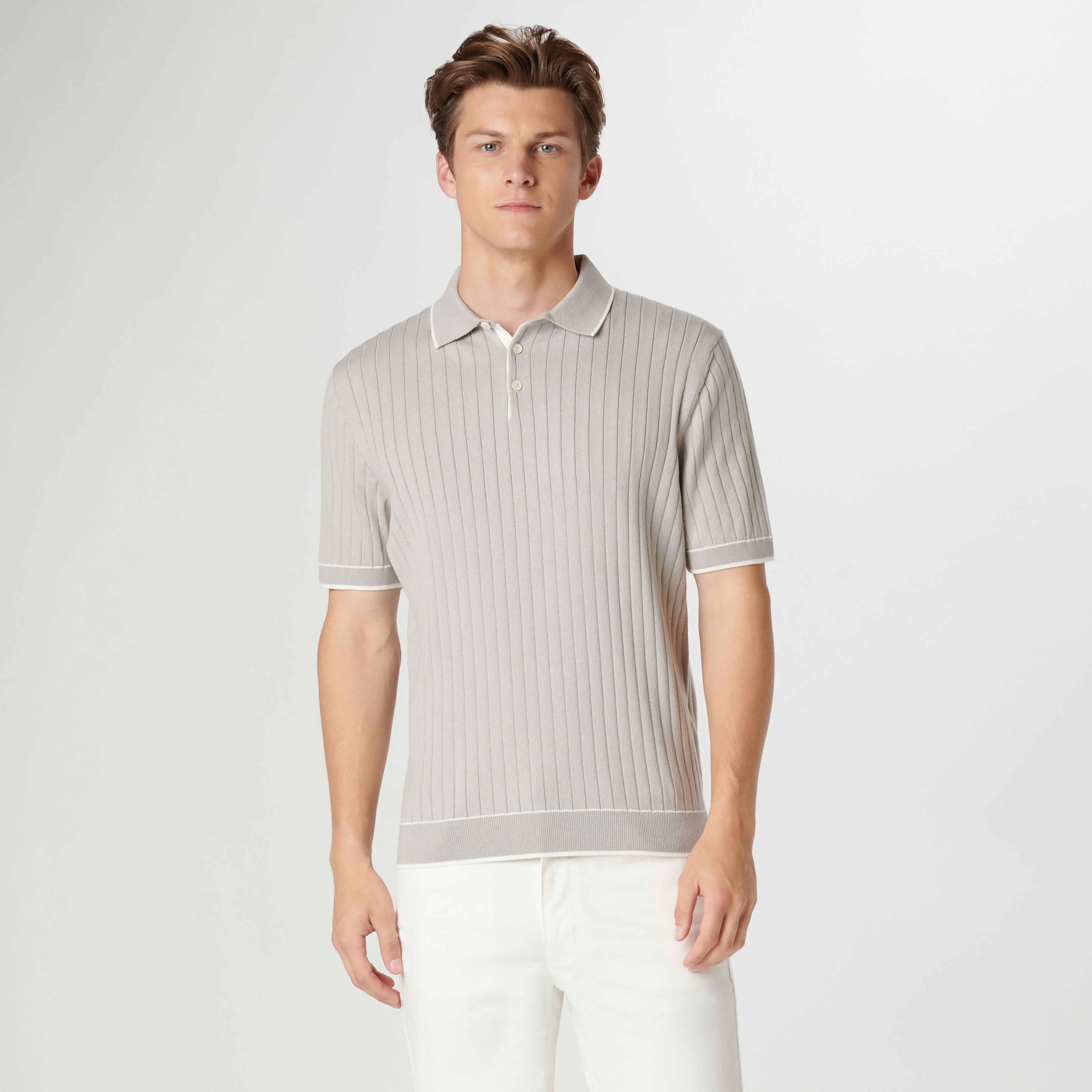 Rib Stitch Short Sleeve Polo Sweater sold by Bugatchi product image thumbnail 2