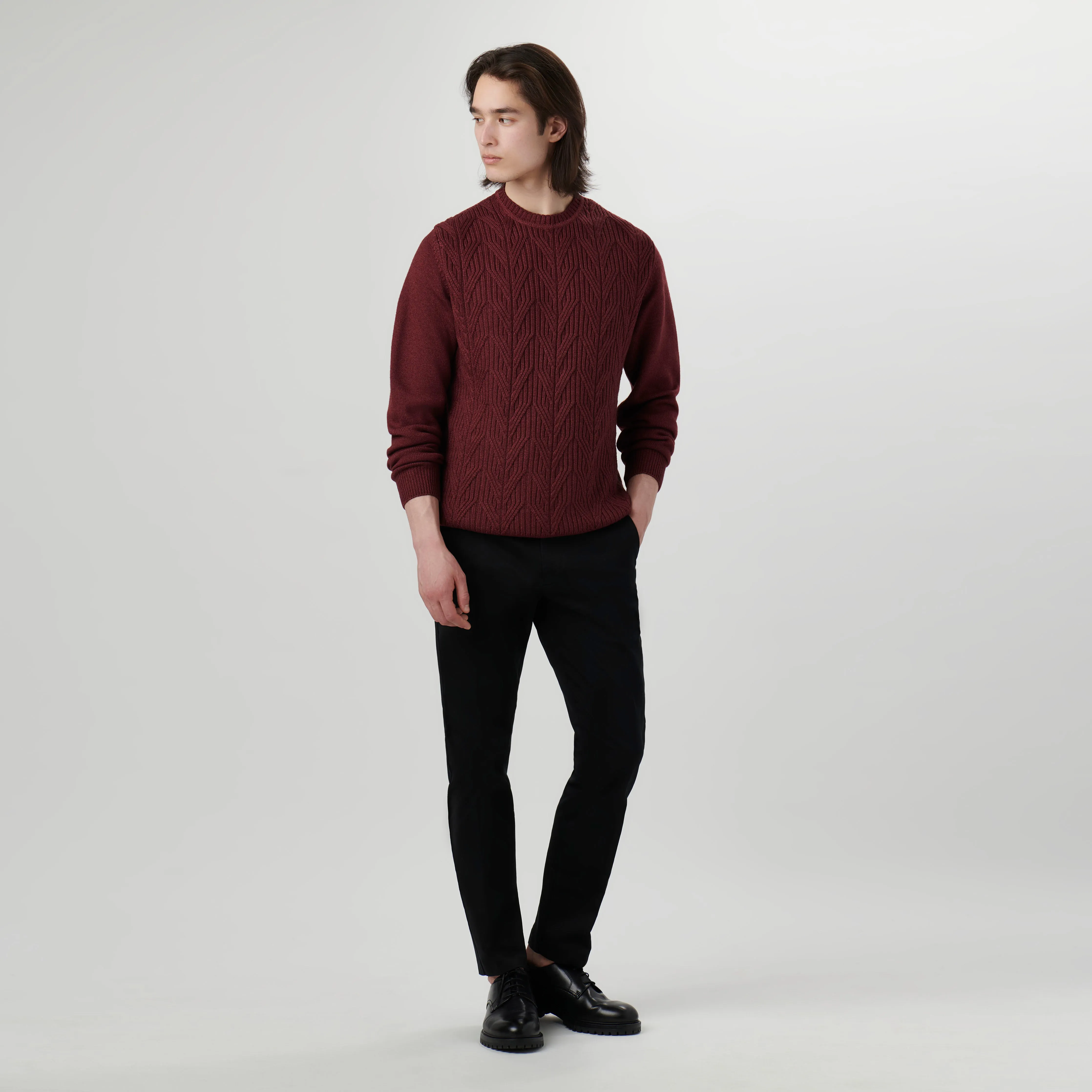 Cable Knit Crew Neck Sweater sold by Bugatchi product image thumbnail 5