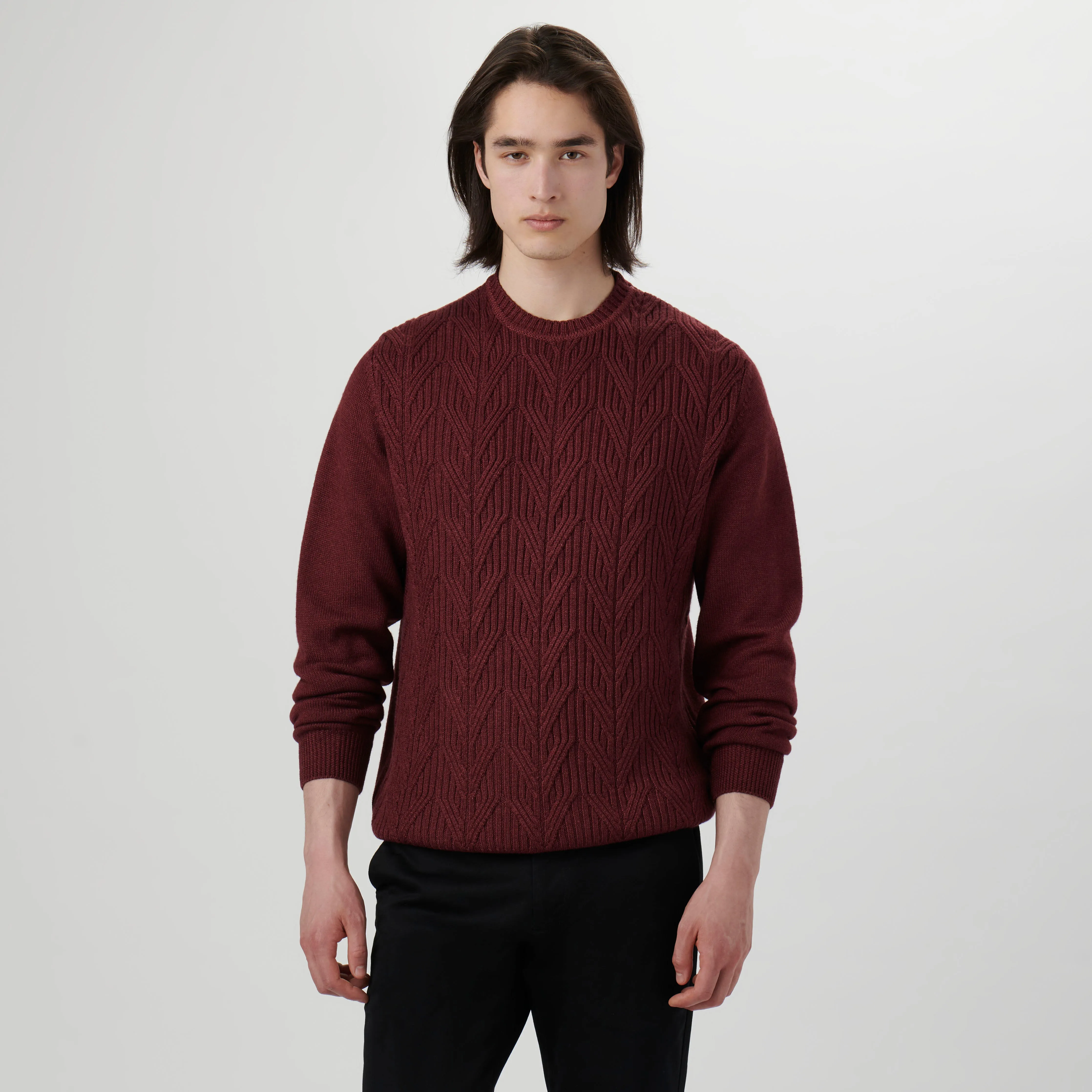 Cable Knit Crew Neck Sweater sold by Bugatchi product image thumbnail 2