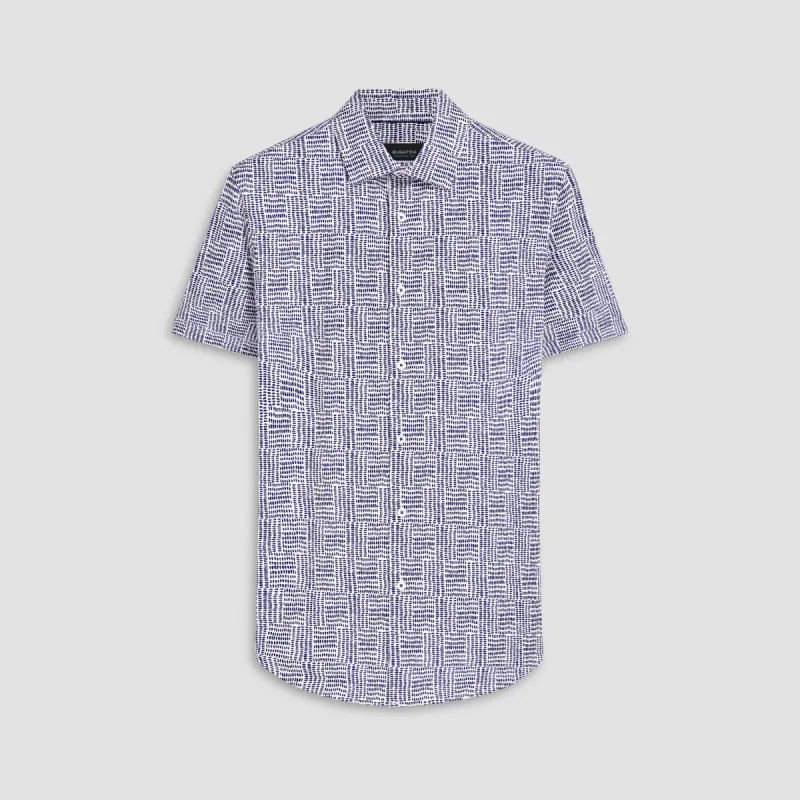 Miles Abstract Check Print OoohCotton Short Sleeve Shirt sold by Bugatchi
