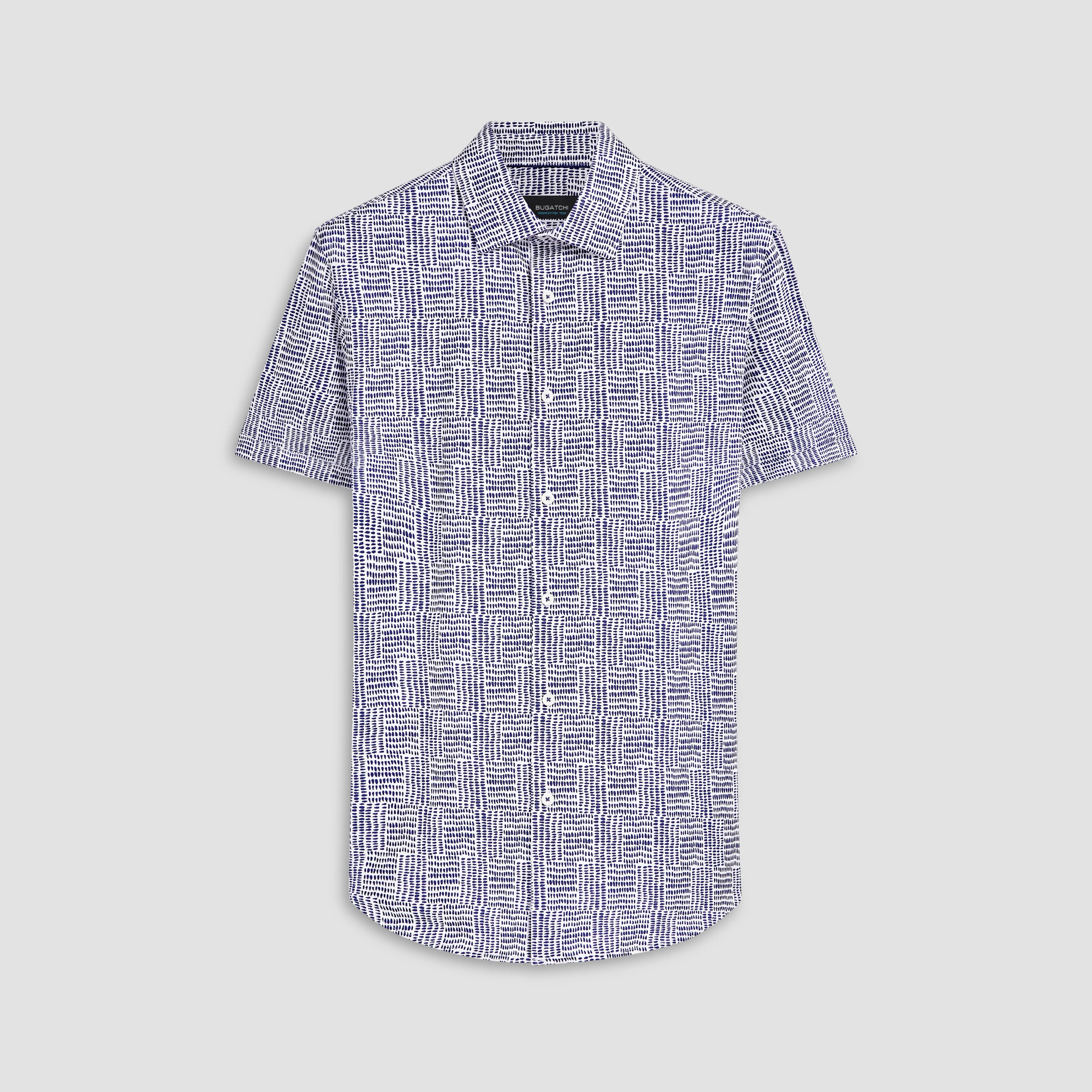 Miles Abstract Check Print OoohCotton Short Sleeve Shirt sold by Bugatchi