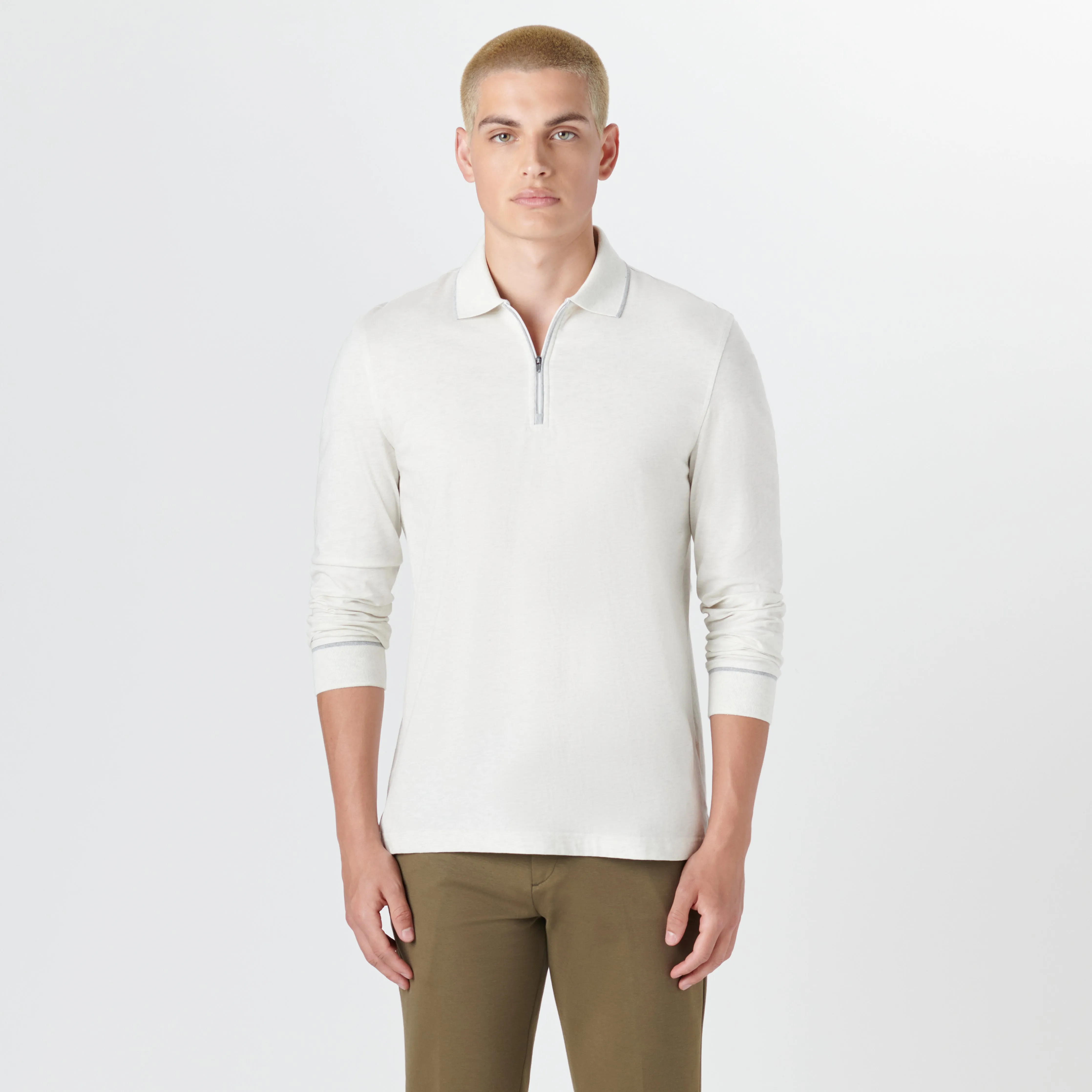 Long Sleeve Quarter Zip Polo sold by Bugatchi product image thumbnail 2