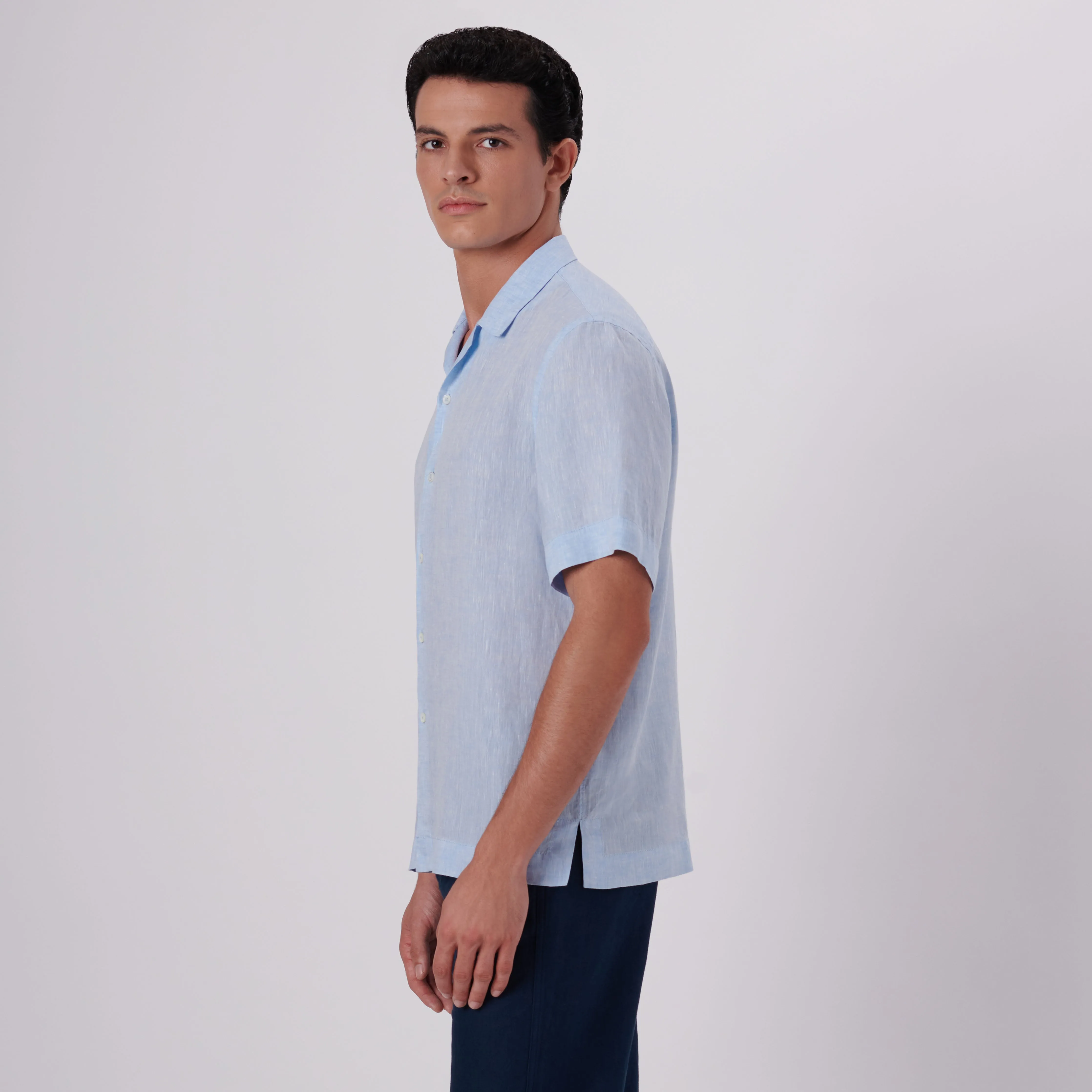 Jackson Solid Short Sleeve Linen Shirt sold by Bugatchi product image thumbnail 3