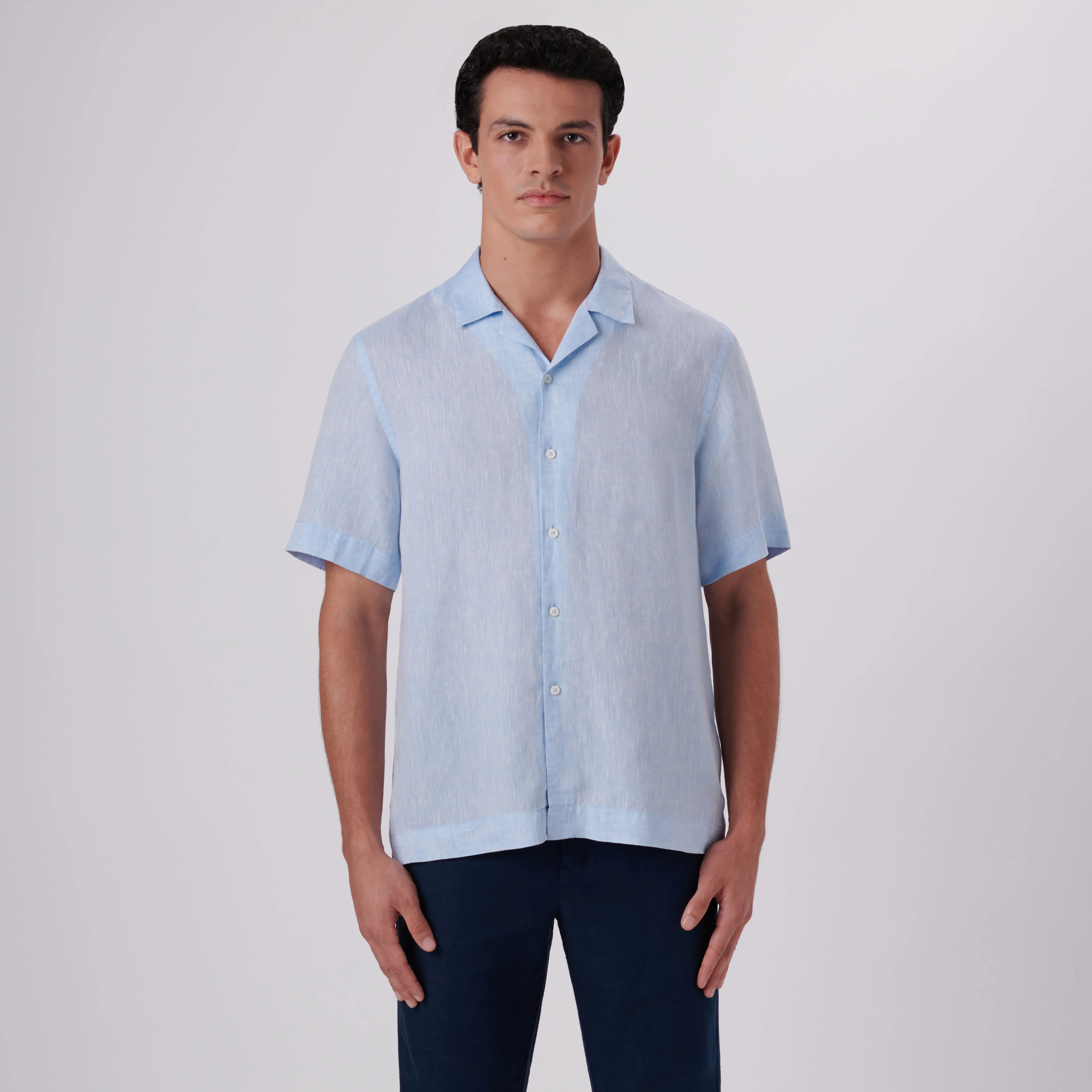 Jackson Solid Short Sleeve Linen Shirt sold by Bugatchi product image thumbnail 2