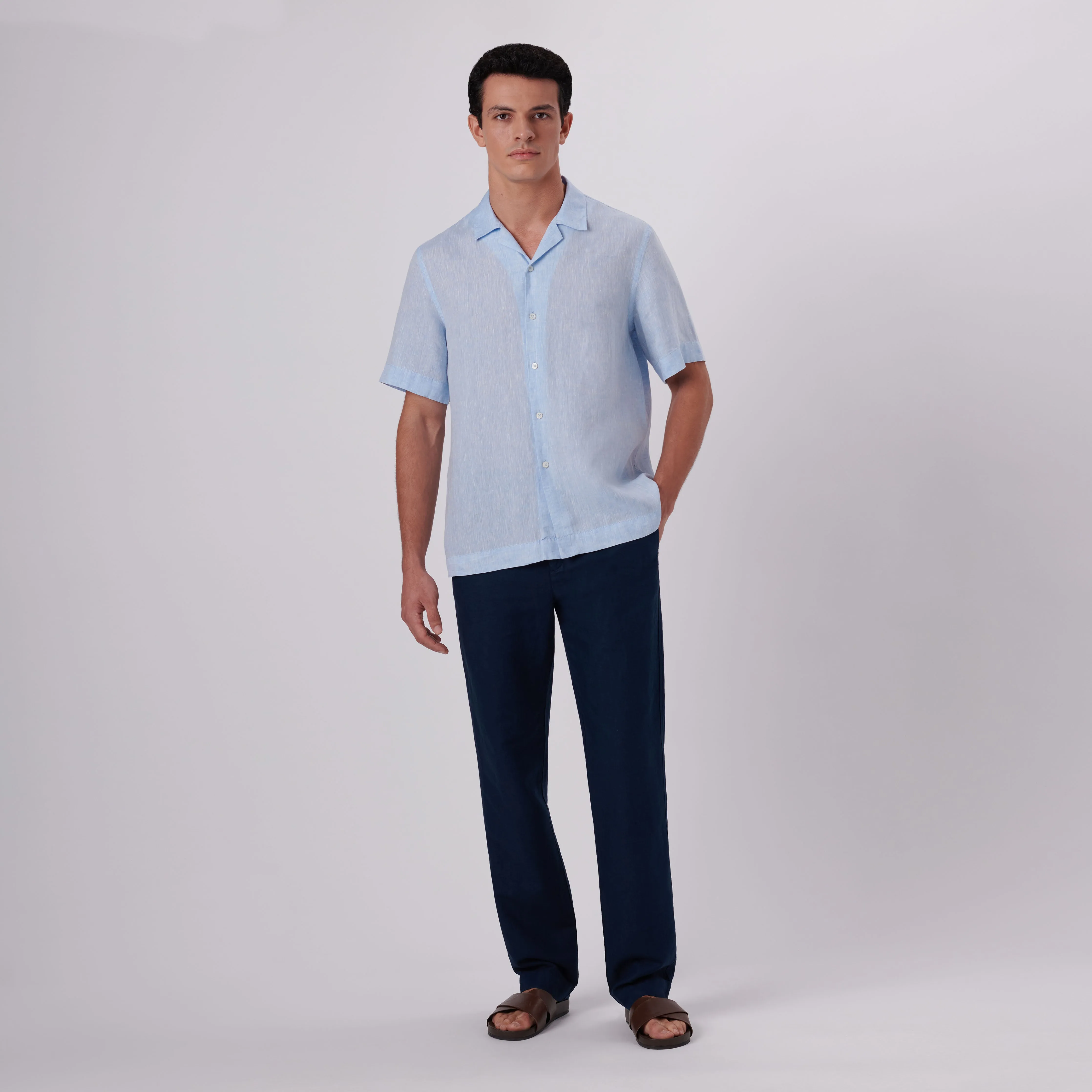 Jackson Solid Short Sleeve Linen Shirt sold by Bugatchi product image thumbnail 5