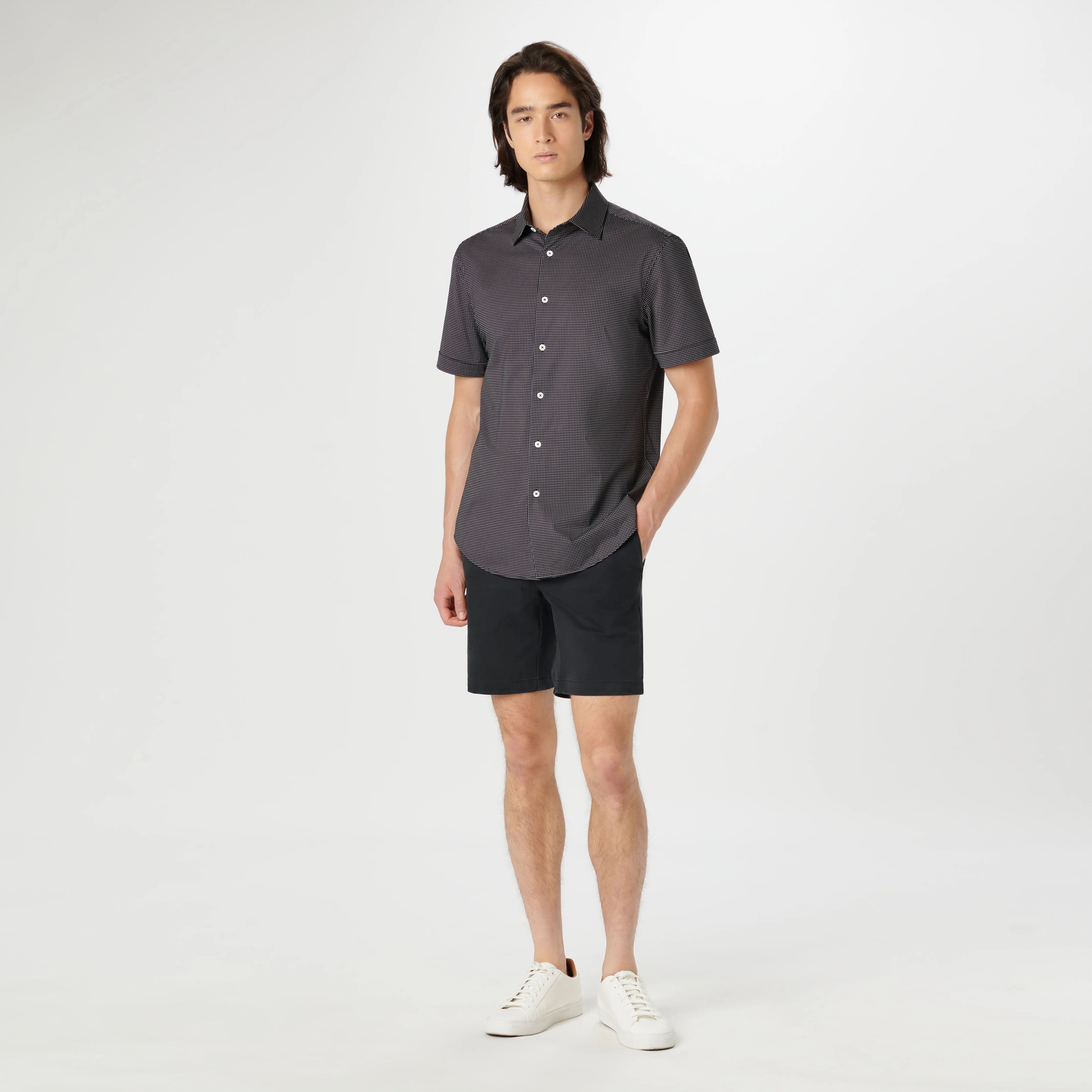 Miles Pin Dot OoohCotton Short Sleeve Shirt sold by Bugatchi product image thumbnail 5