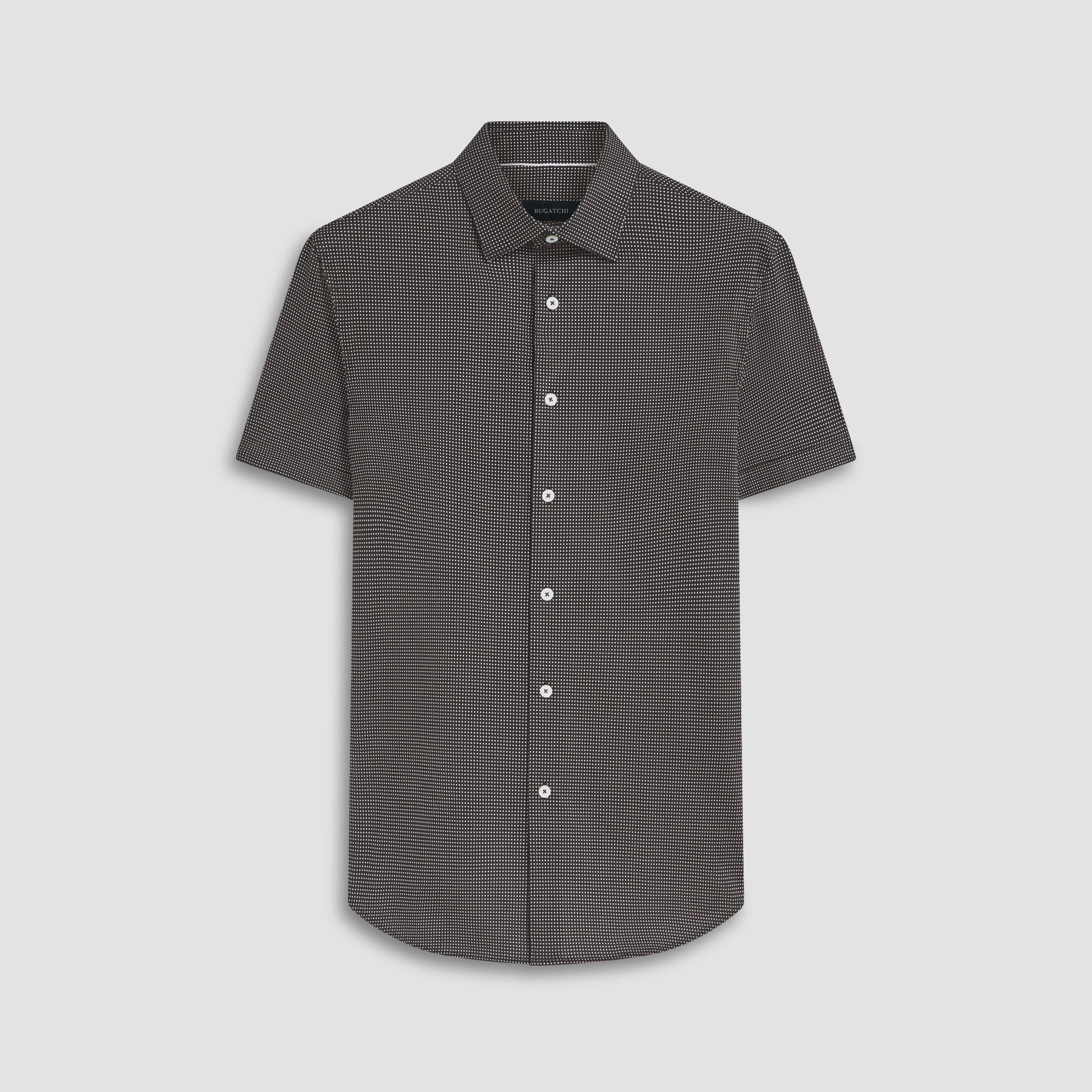 Miles Pin Dot OoohCotton Short Sleeve Shirt sold by Bugatchi