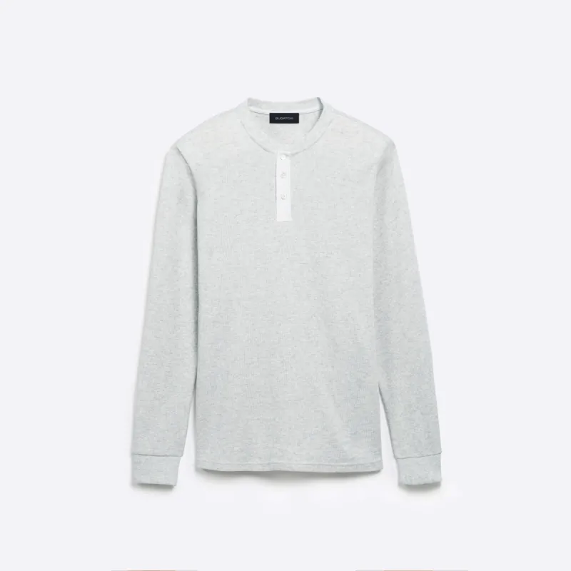 COMFORT Heather Waffle Knit Three Button Henley sold by Bugatchi