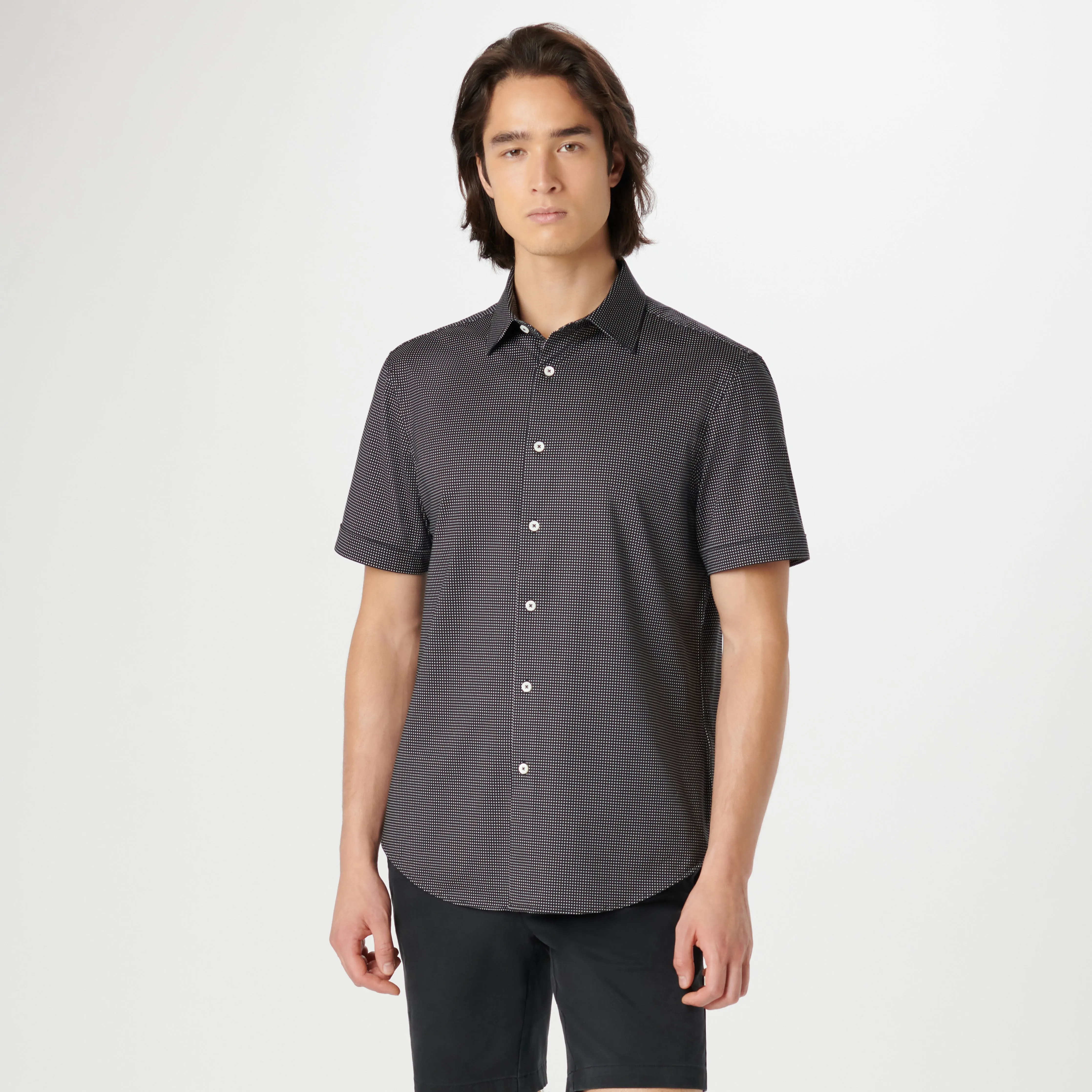 Miles Pin Dot OoohCotton Short Sleeve Shirt sold by Bugatchi product image thumbnail 2