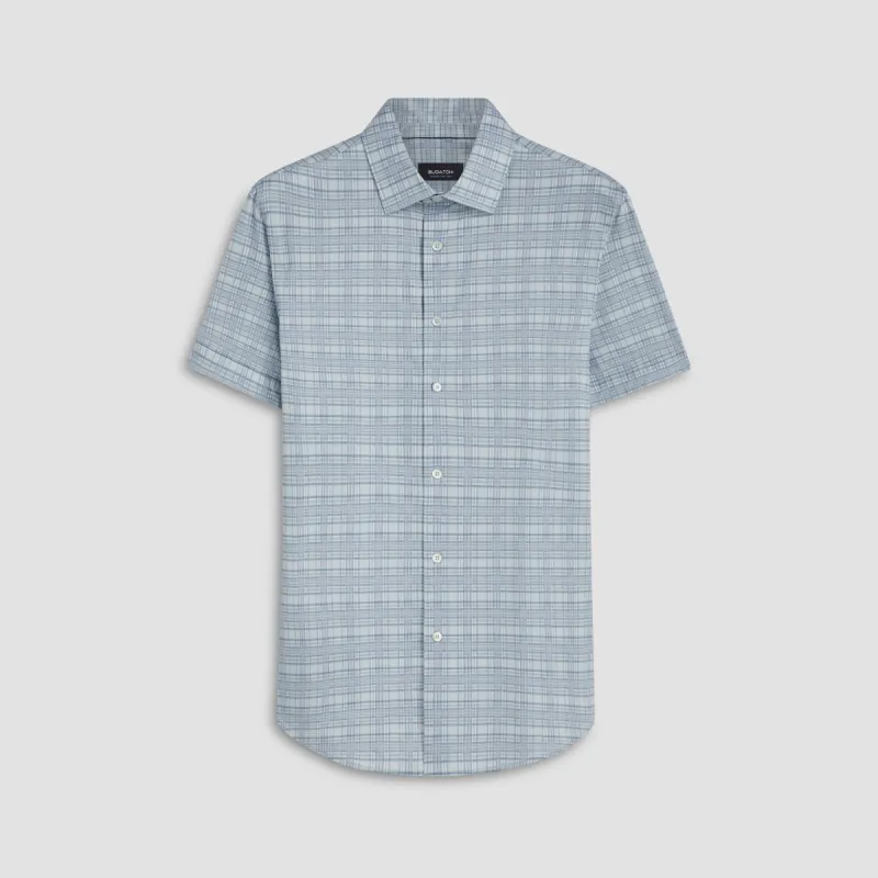 Miles Plaid Check Print OoohCotton Short Sleeve Shirt sold by Bugatchi