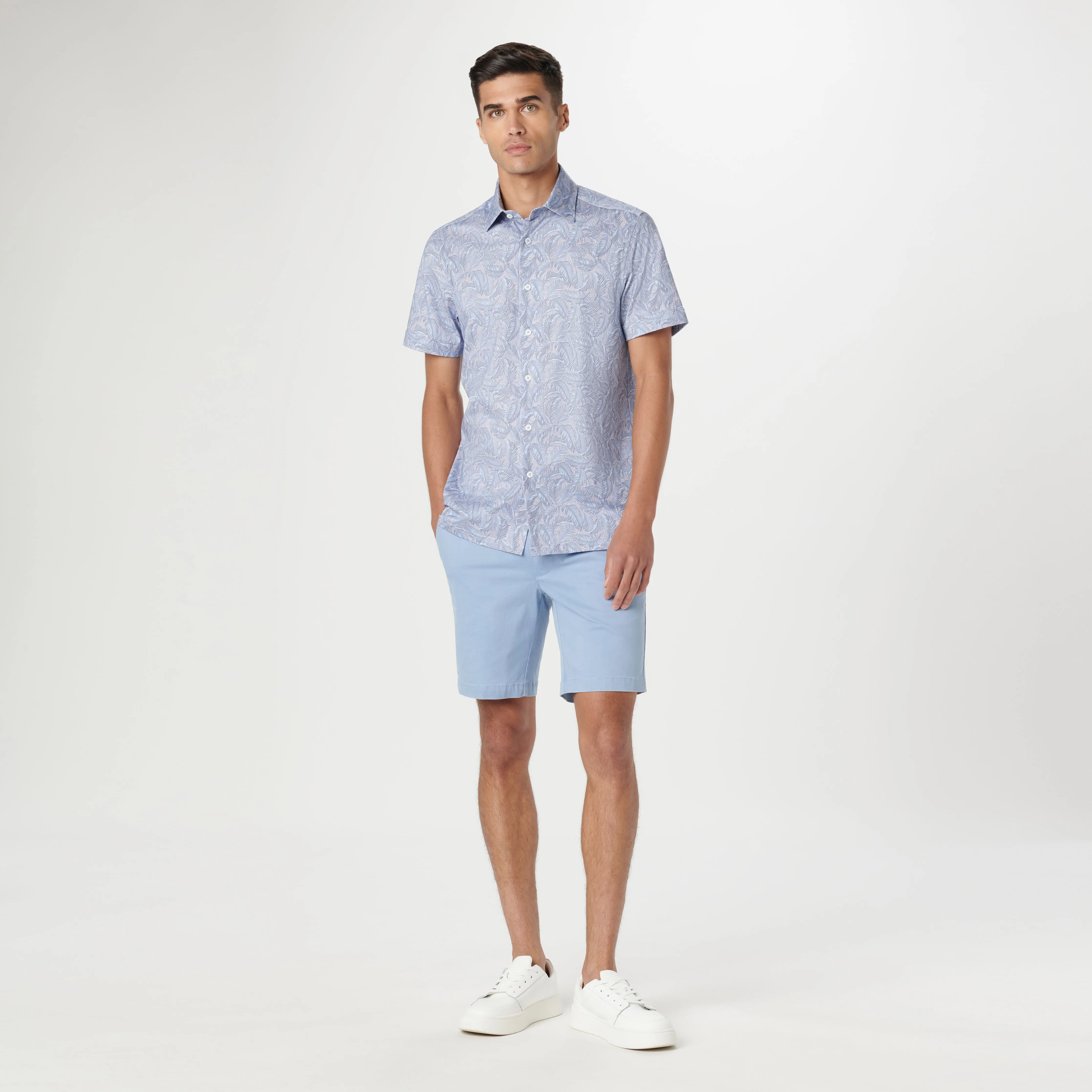 Milo Leaf Print OoohCotton Short Sleeve Shirt sold by Bugatchi product image thumbnail 5