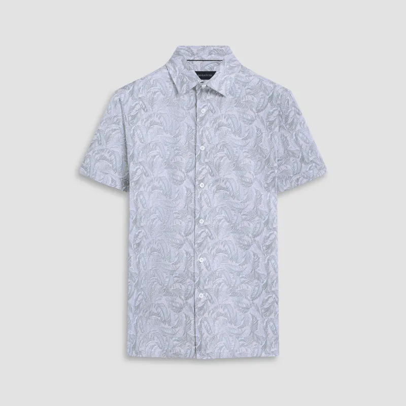 Milo Leaf Print OoohCotton Short Sleeve Shirt sold by Bugatchi