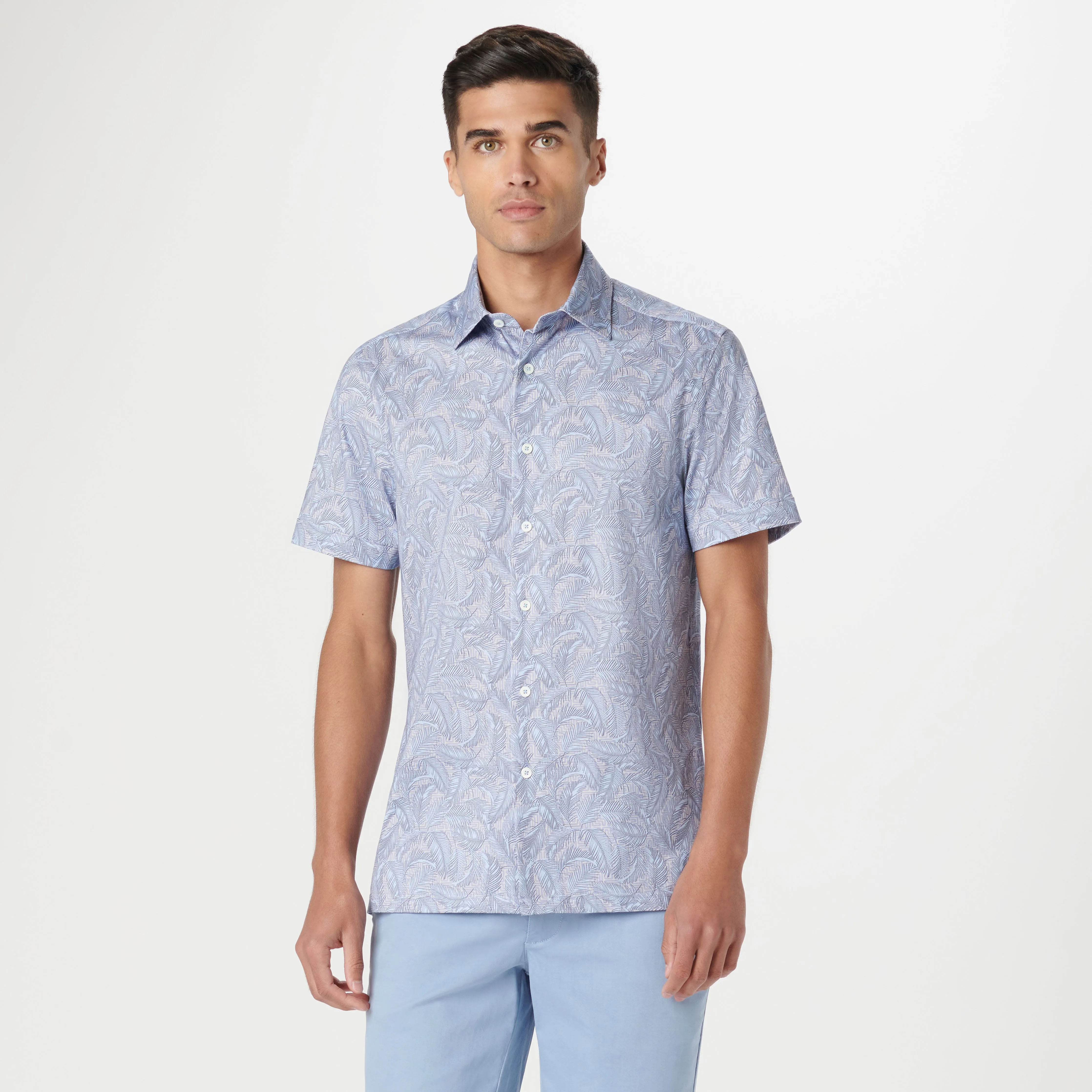 Milo Leaf Print OoohCotton Short Sleeve Shirt sold by Bugatchi product image thumbnail 2