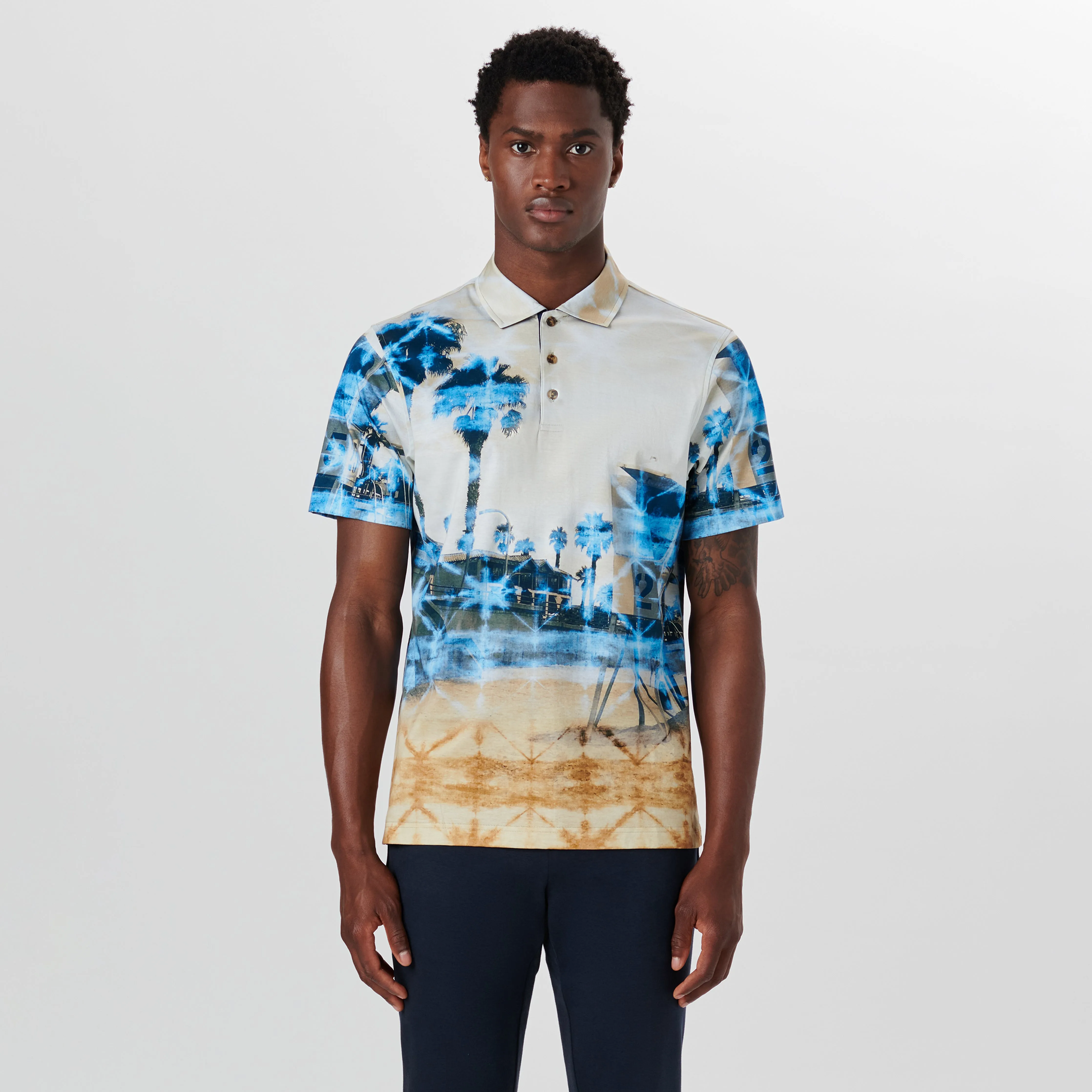 HENDRIX Palm Tree Print Polo sold by Bugatchi product image thumbnail 2