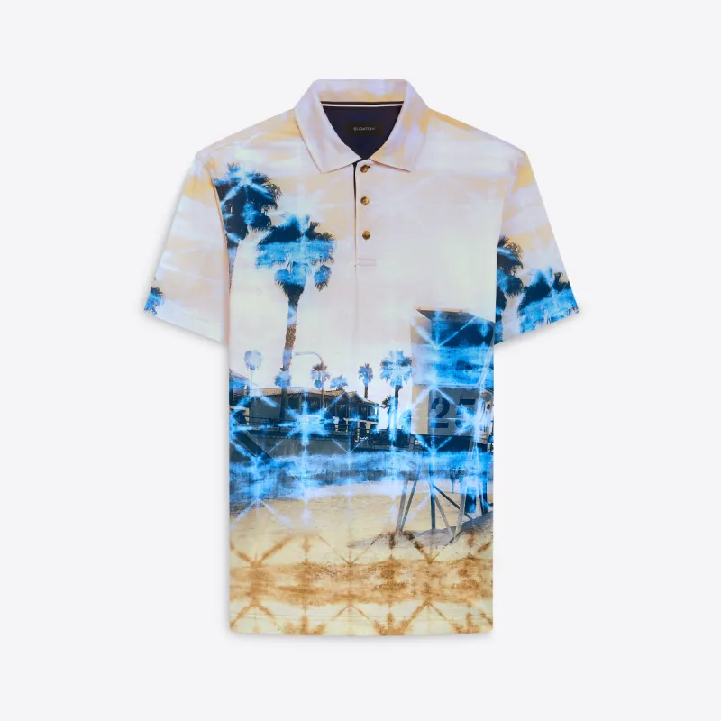 HENDRIX Palm Tree Print Polo sold by Bugatchi