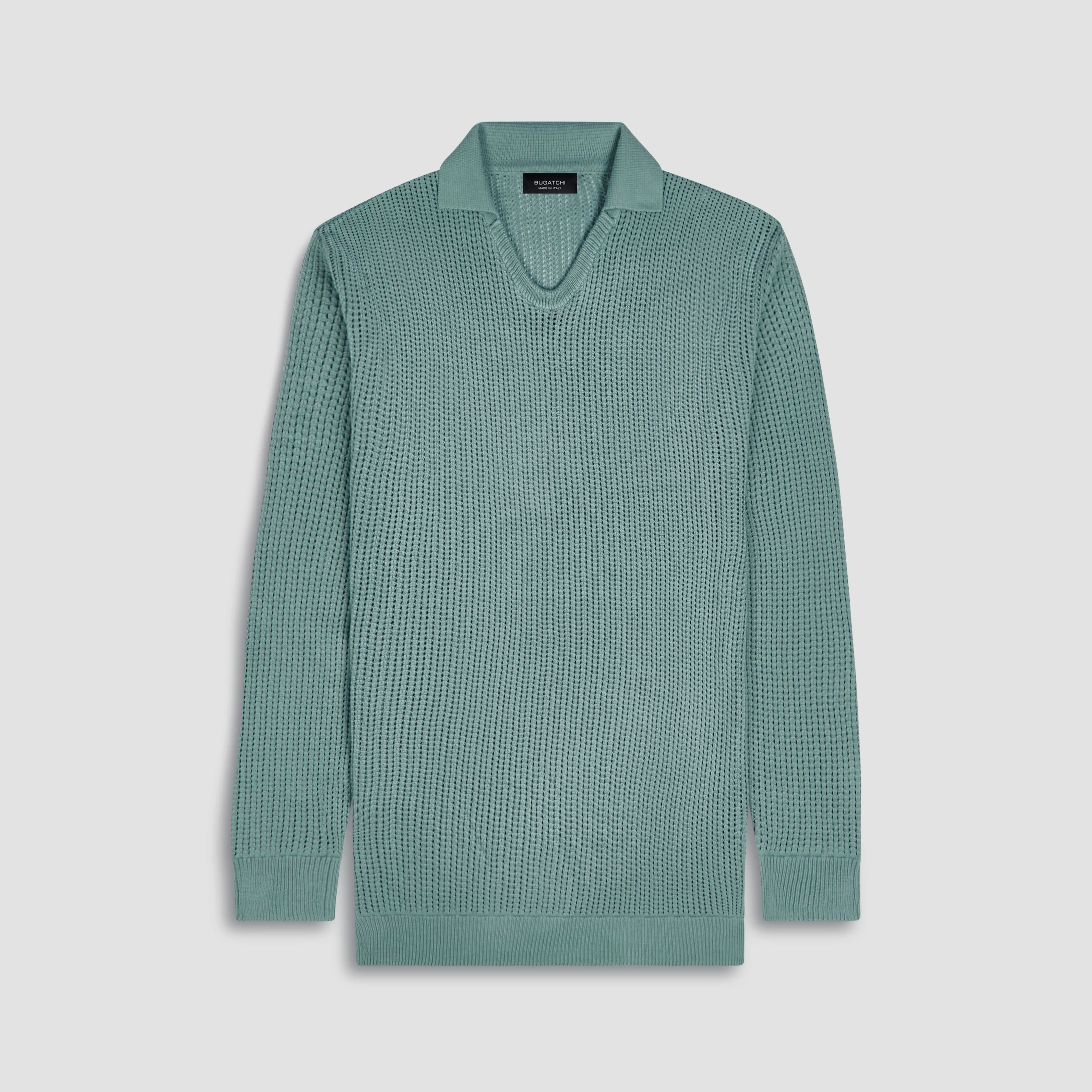 Patterned V-Neck Polo Sweater sold by Bugatchi