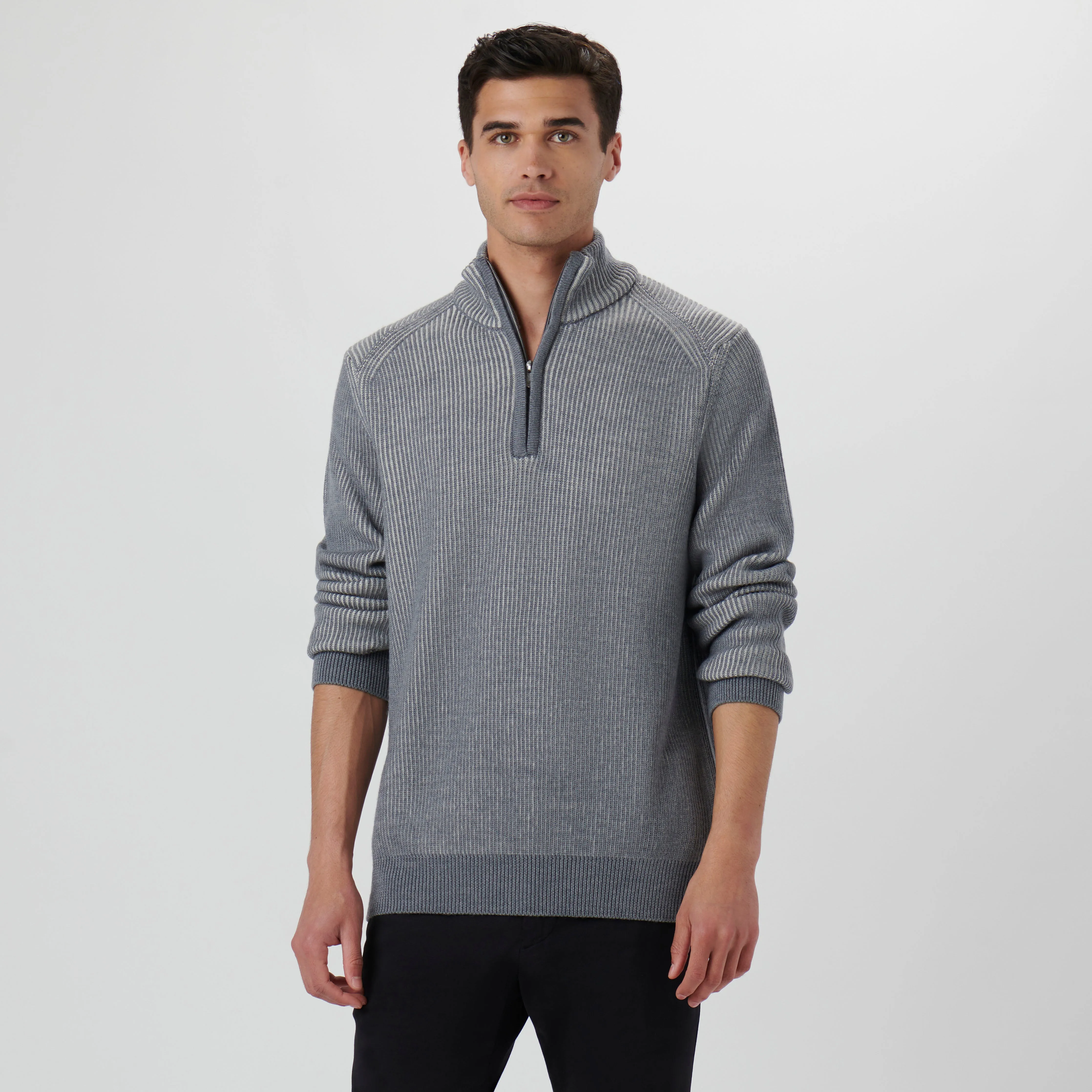 Cable Knit Quarter Zip Sweater sold by Bugatchi product image thumbnail 2