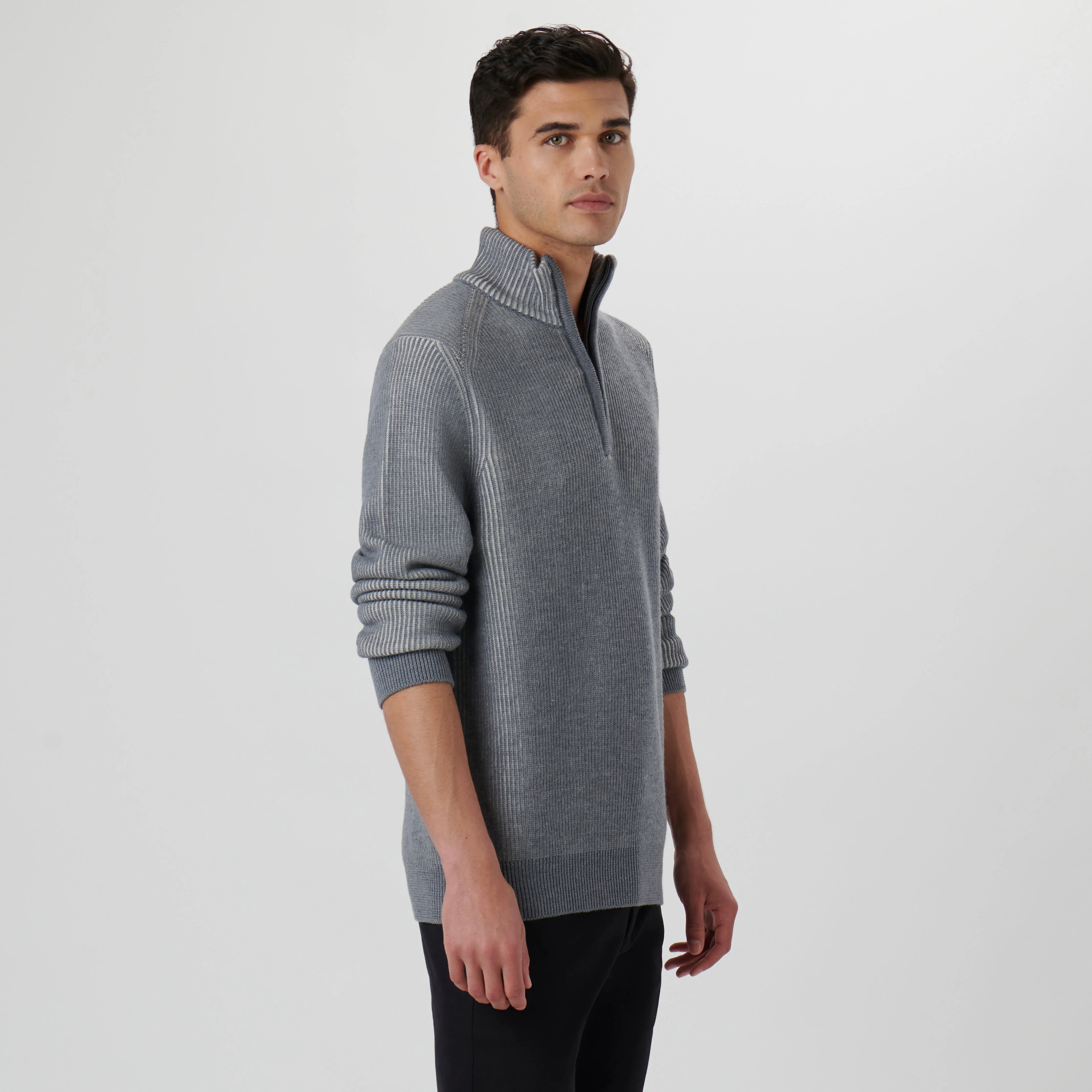 Cable Knit Quarter Zip Sweater sold by Bugatchi product image thumbnail 3