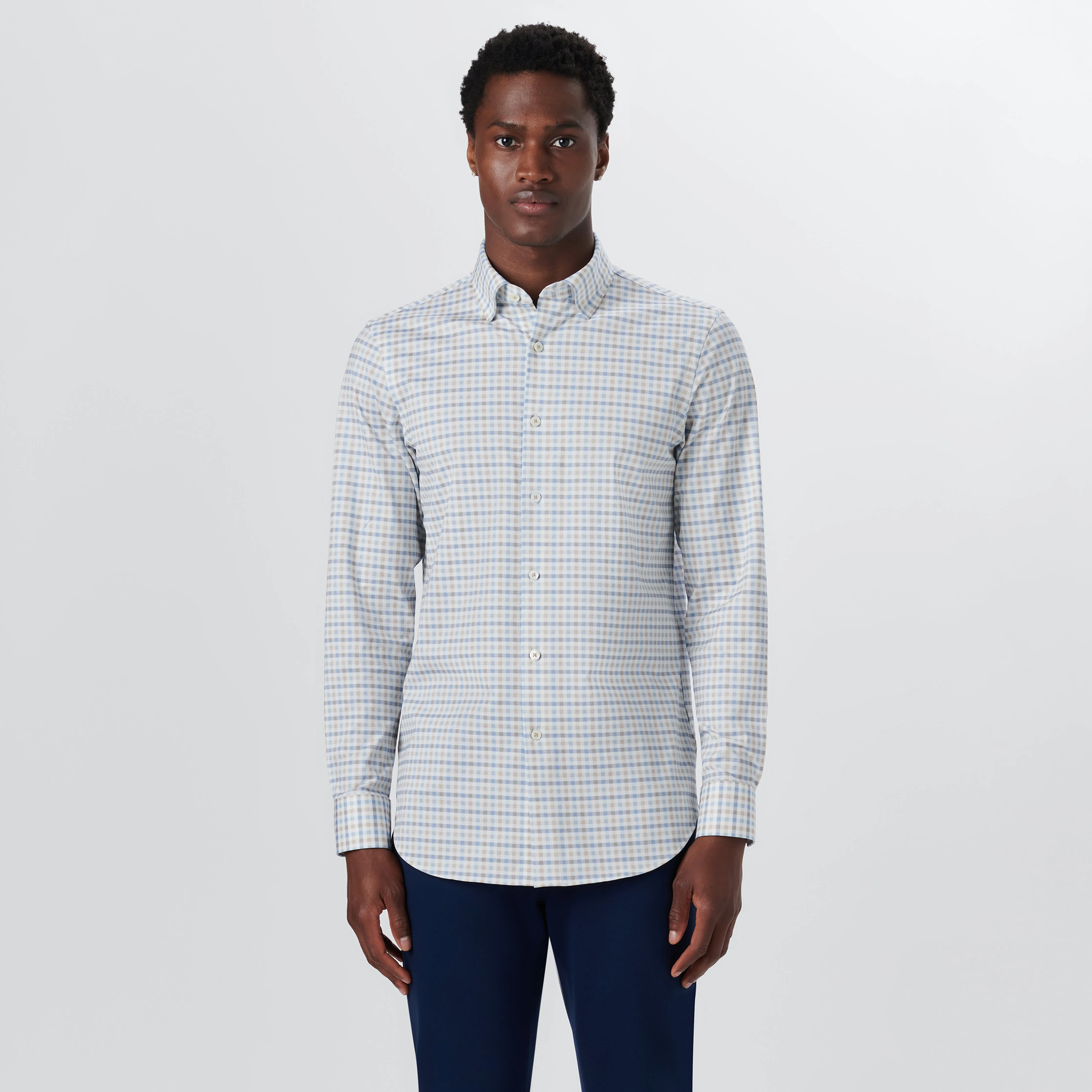 JAMES Mini Check OoohCotton Twill Shirt sold by Bugatchi product image thumbnail 2