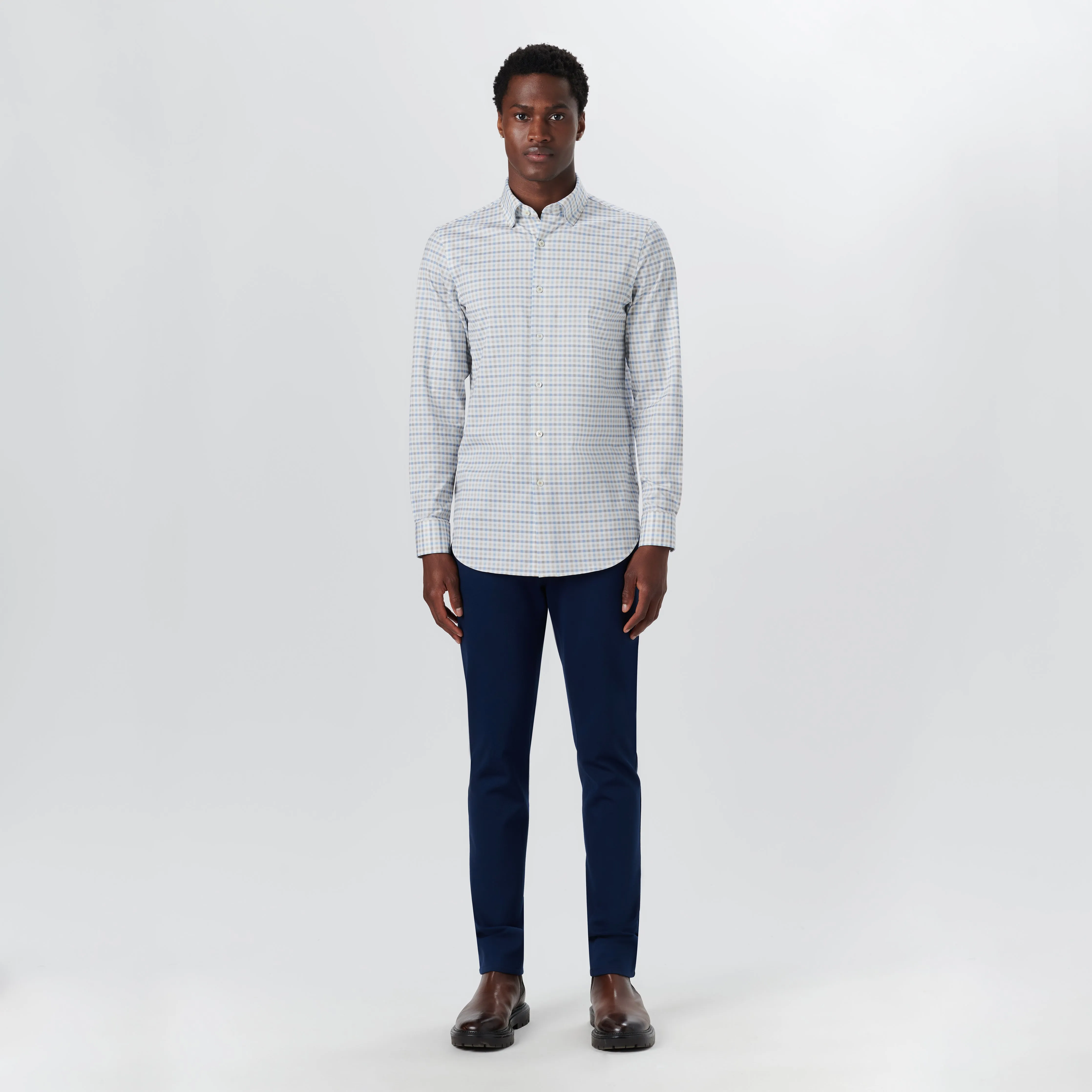 JAMES Mini Check OoohCotton Twill Shirt sold by Bugatchi product image thumbnail 5