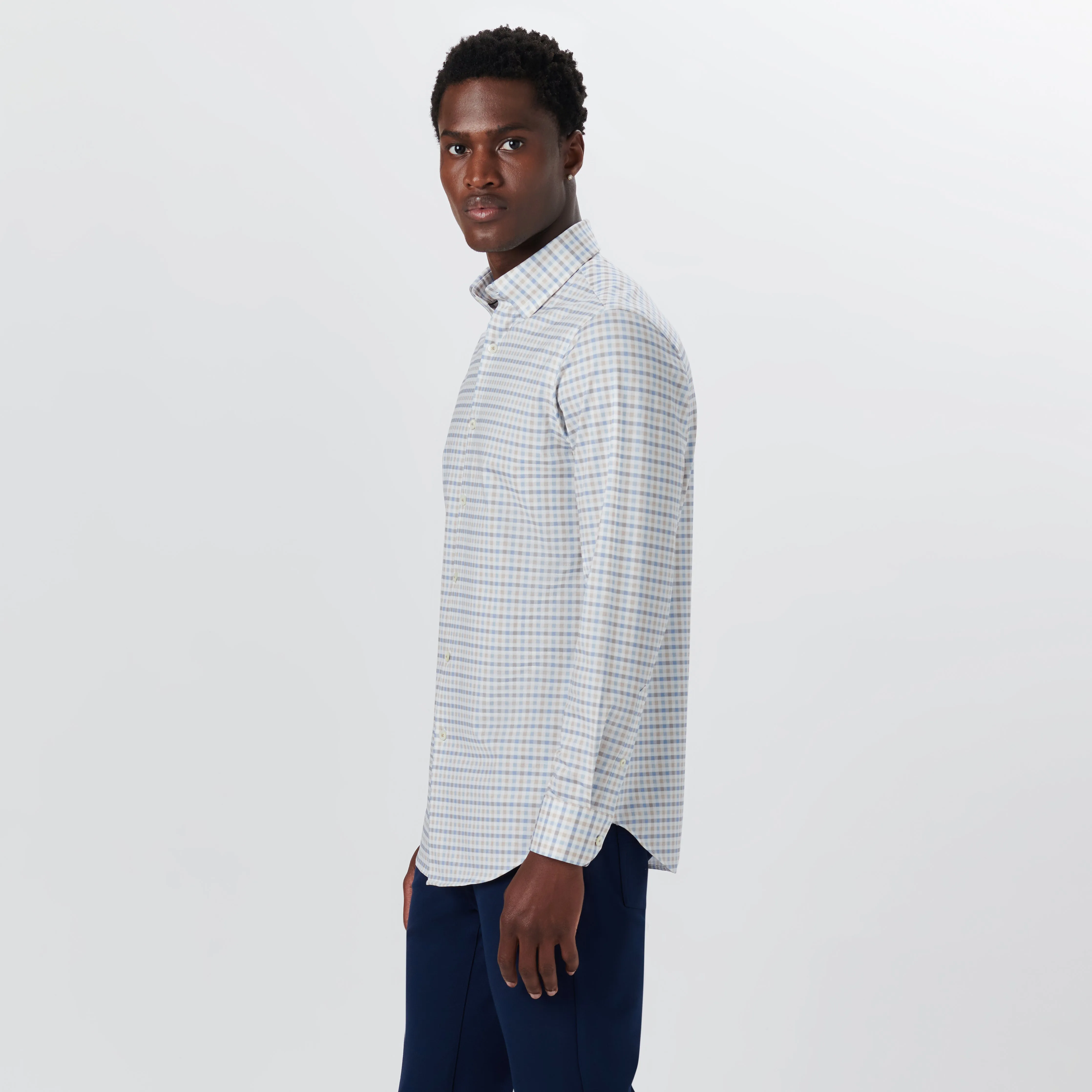 JAMES Mini Check OoohCotton Twill Shirt sold by Bugatchi product image thumbnail 3
