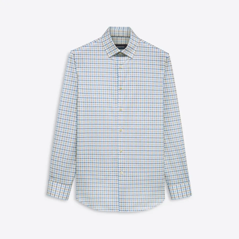 JAMES Mini Check OoohCotton Twill Shirt sold by Bugatchi