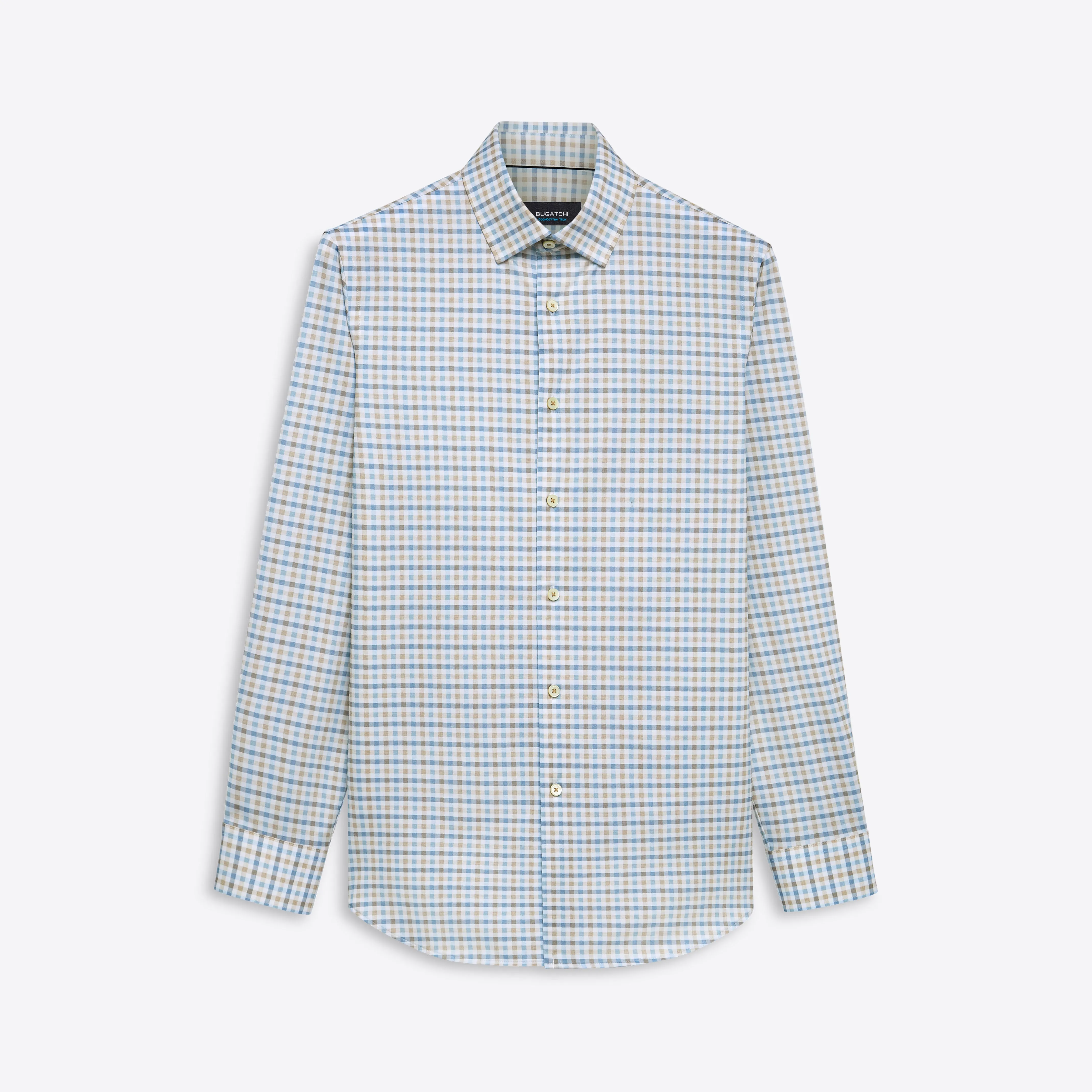 JAMES Mini Check OoohCotton Twill Shirt sold by Bugatchi
