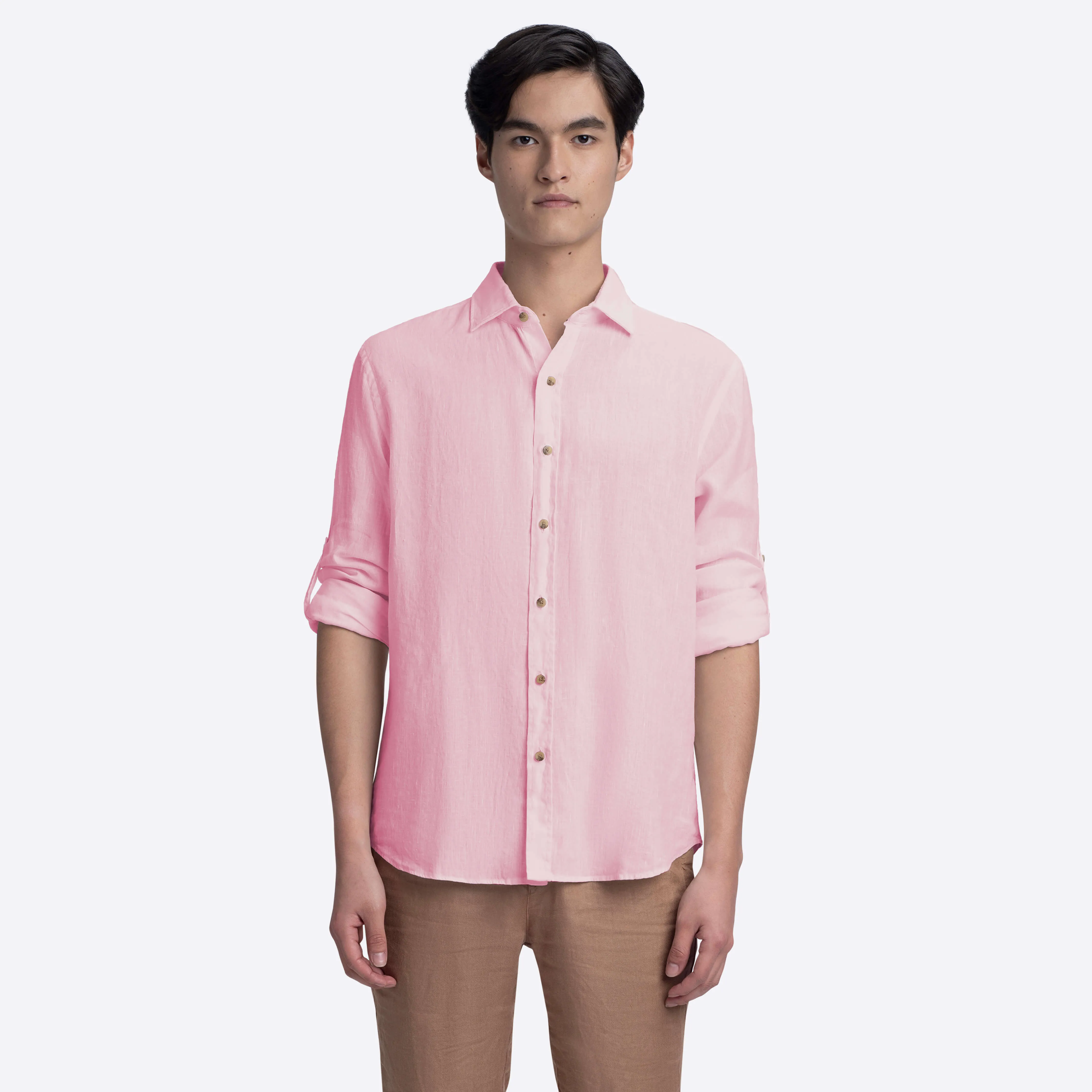 JULIAN Solid Linen Shirt sold by Bugatchi product image thumbnail 2