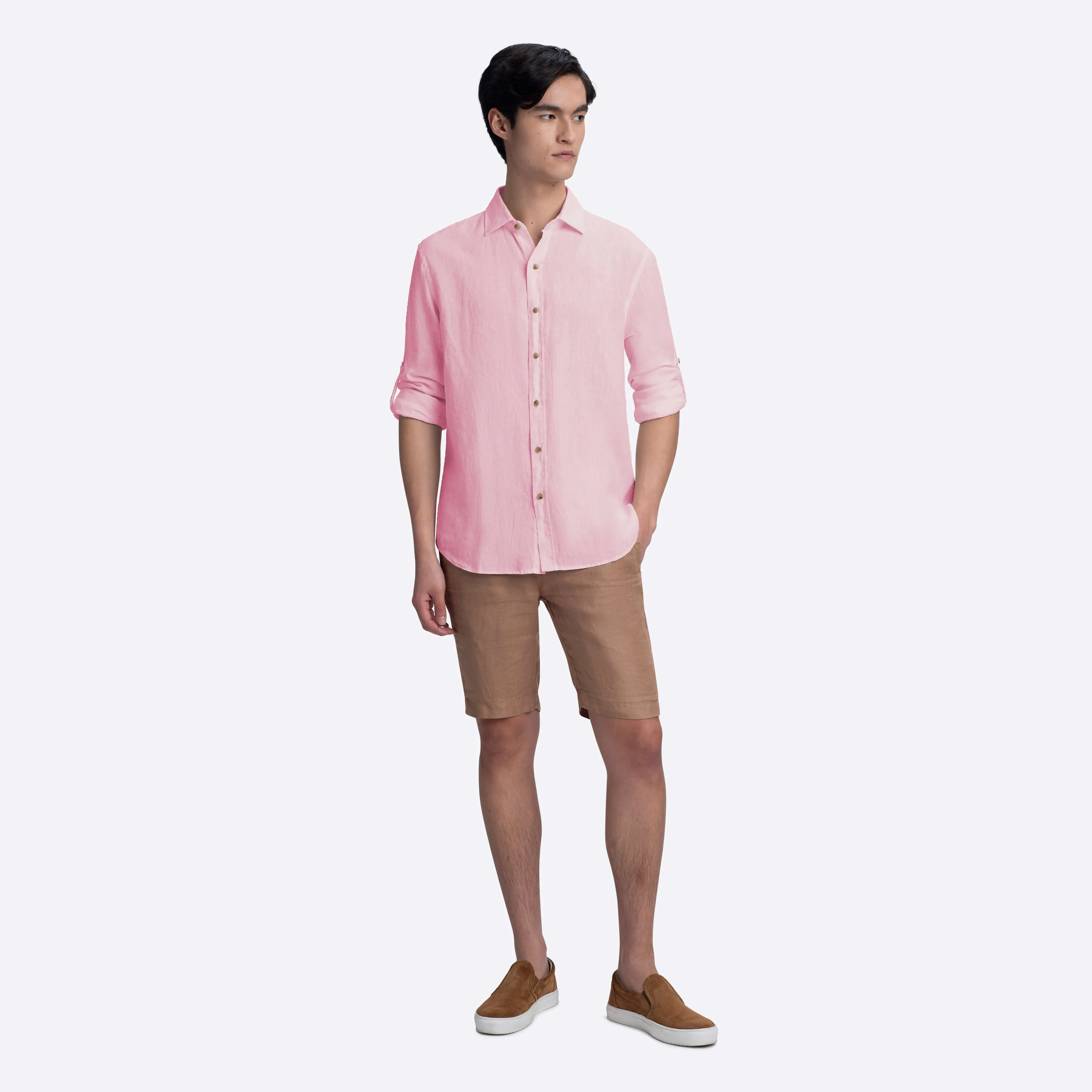 JULIAN Solid Linen Shirt sold by Bugatchi product image thumbnail 5