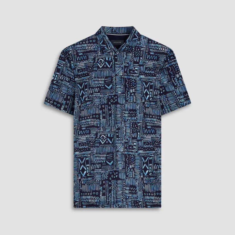 Hendrix Abstract Print Polo Shirt sold by Bugatchi
