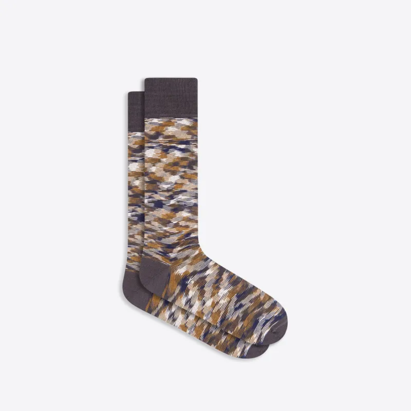 Abstract Melange Mid-Calf Sock sold by Bugatchi