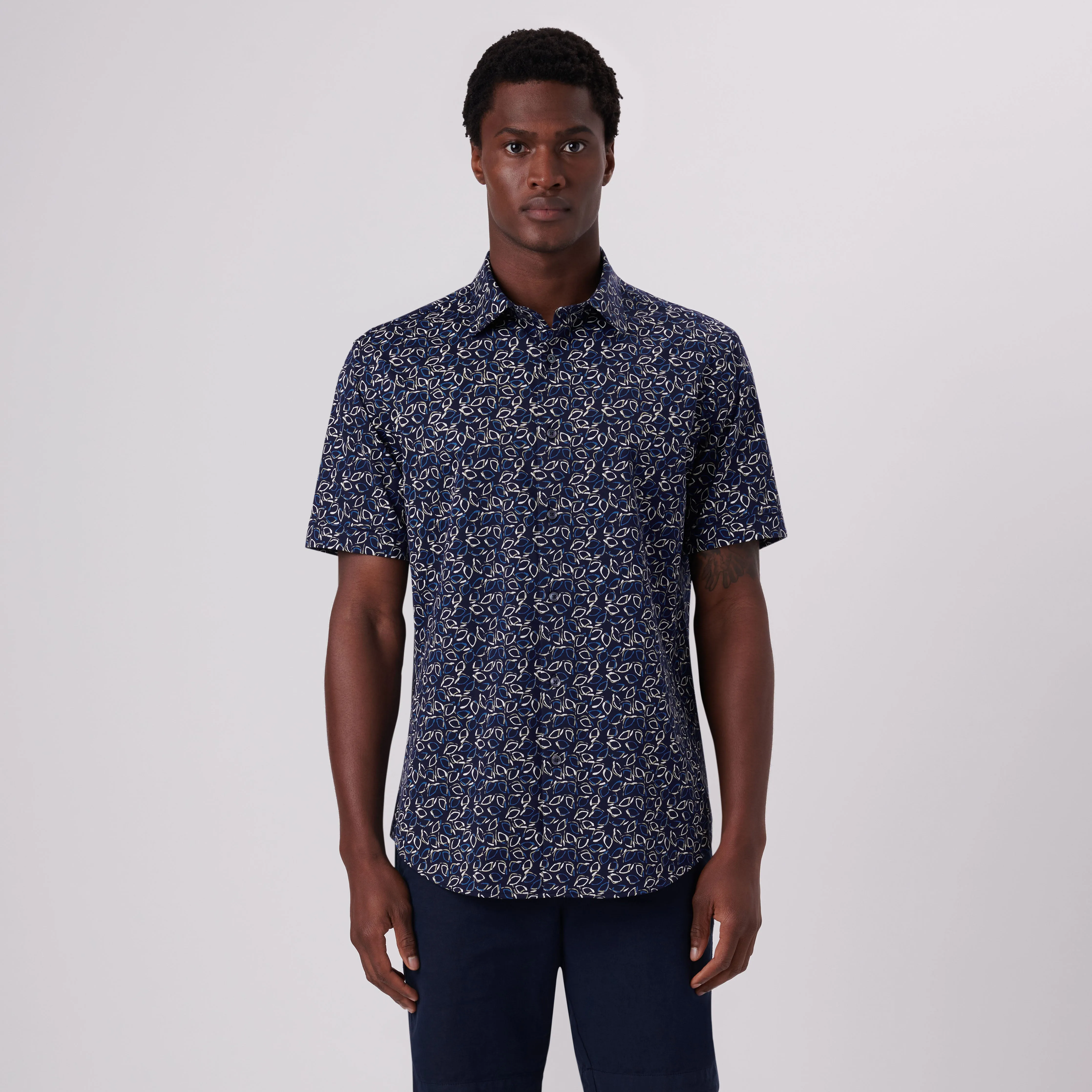 Miles Abstract Print OoohCotton Short Sleeve Shirt sold by Bugatchi product image thumbnail 2
