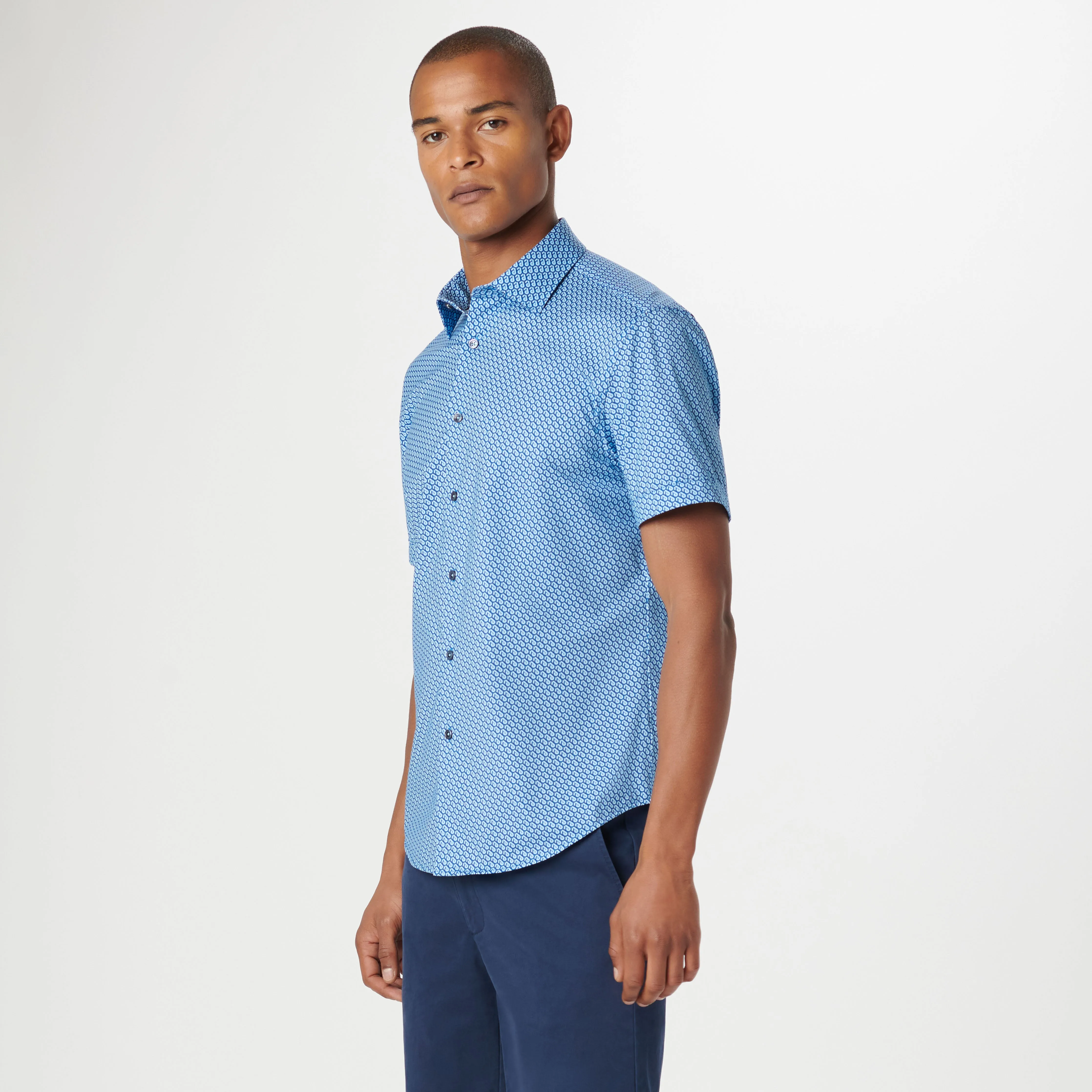 Miles Geometric OoohCotton Short Sleeve Shirt sold by Bugatchi product image thumbnail 3