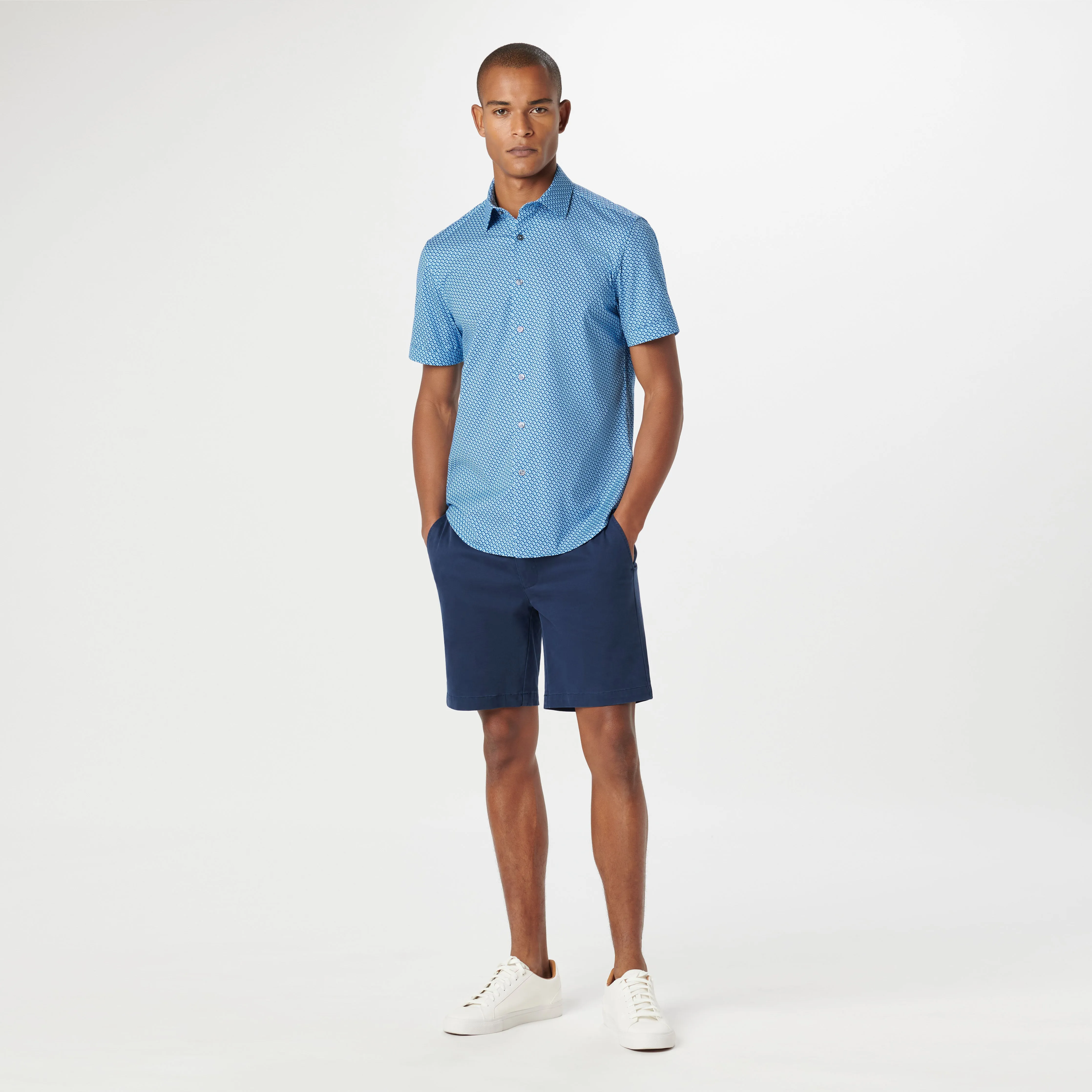 Miles Geometric OoohCotton Short Sleeve Shirt sold by Bugatchi product image thumbnail 5
