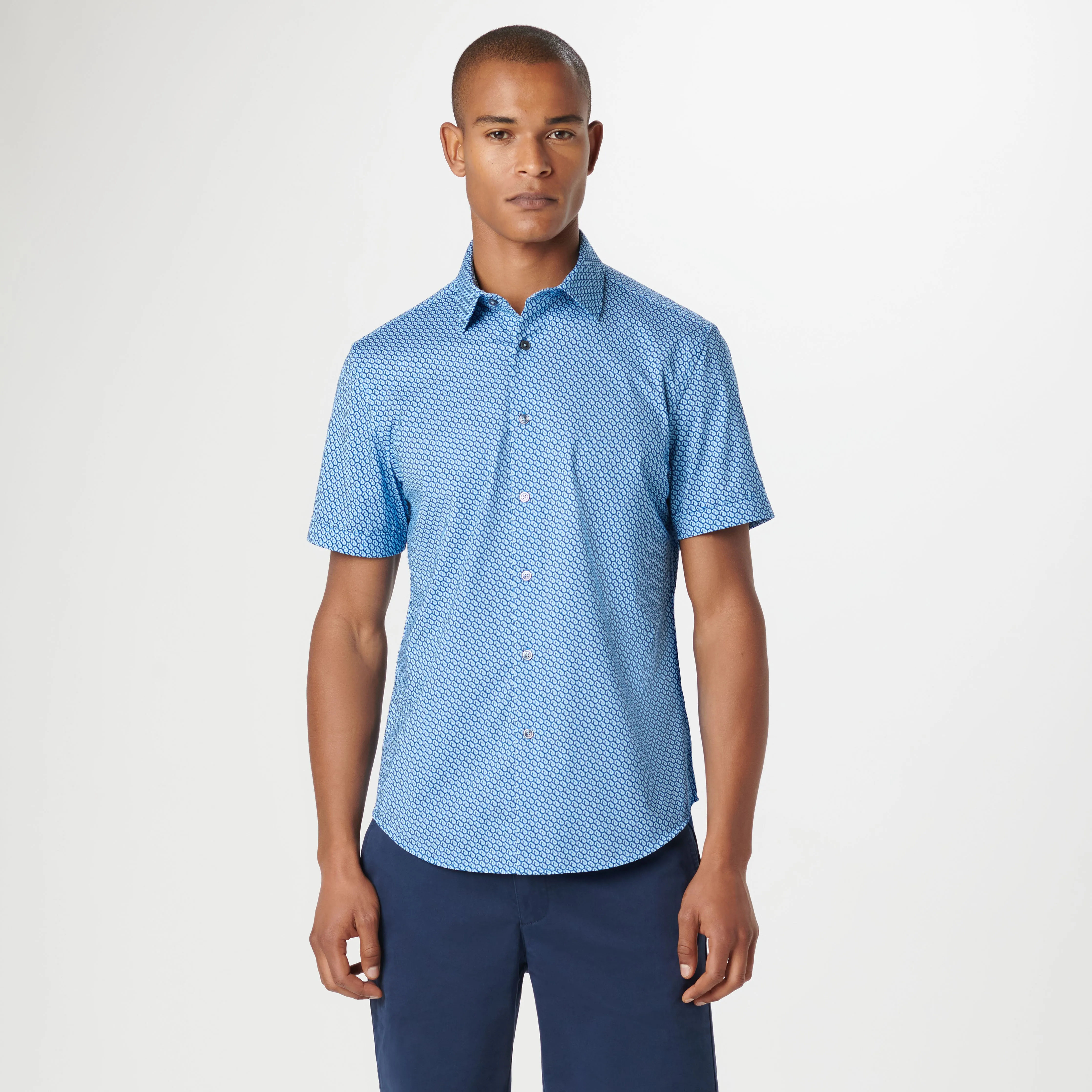 Miles Geometric OoohCotton Short Sleeve Shirt sold by Bugatchi product image thumbnail 2