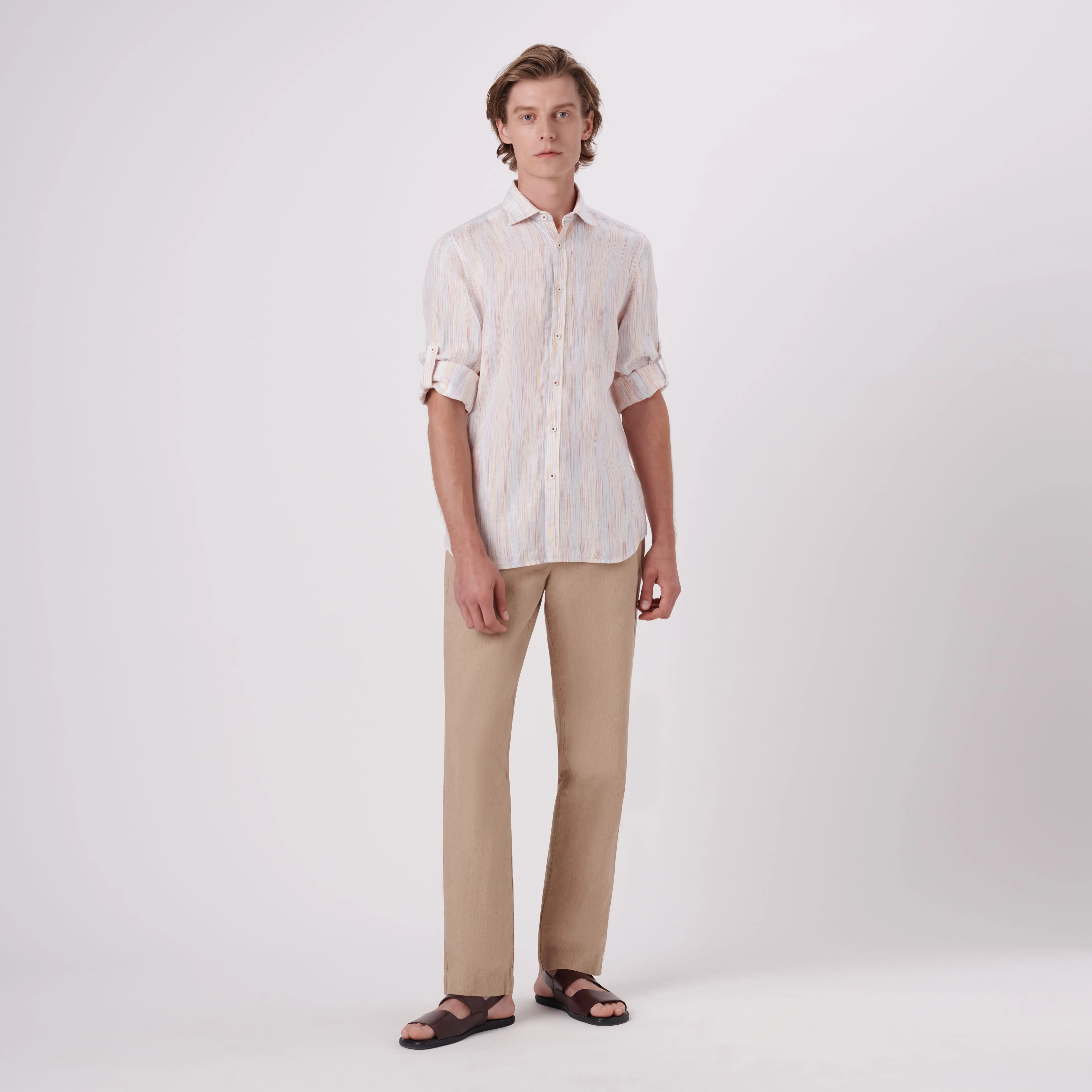 Julian Chalk Stripe Linen Shirt sold by Bugatchi product image thumbnail 5