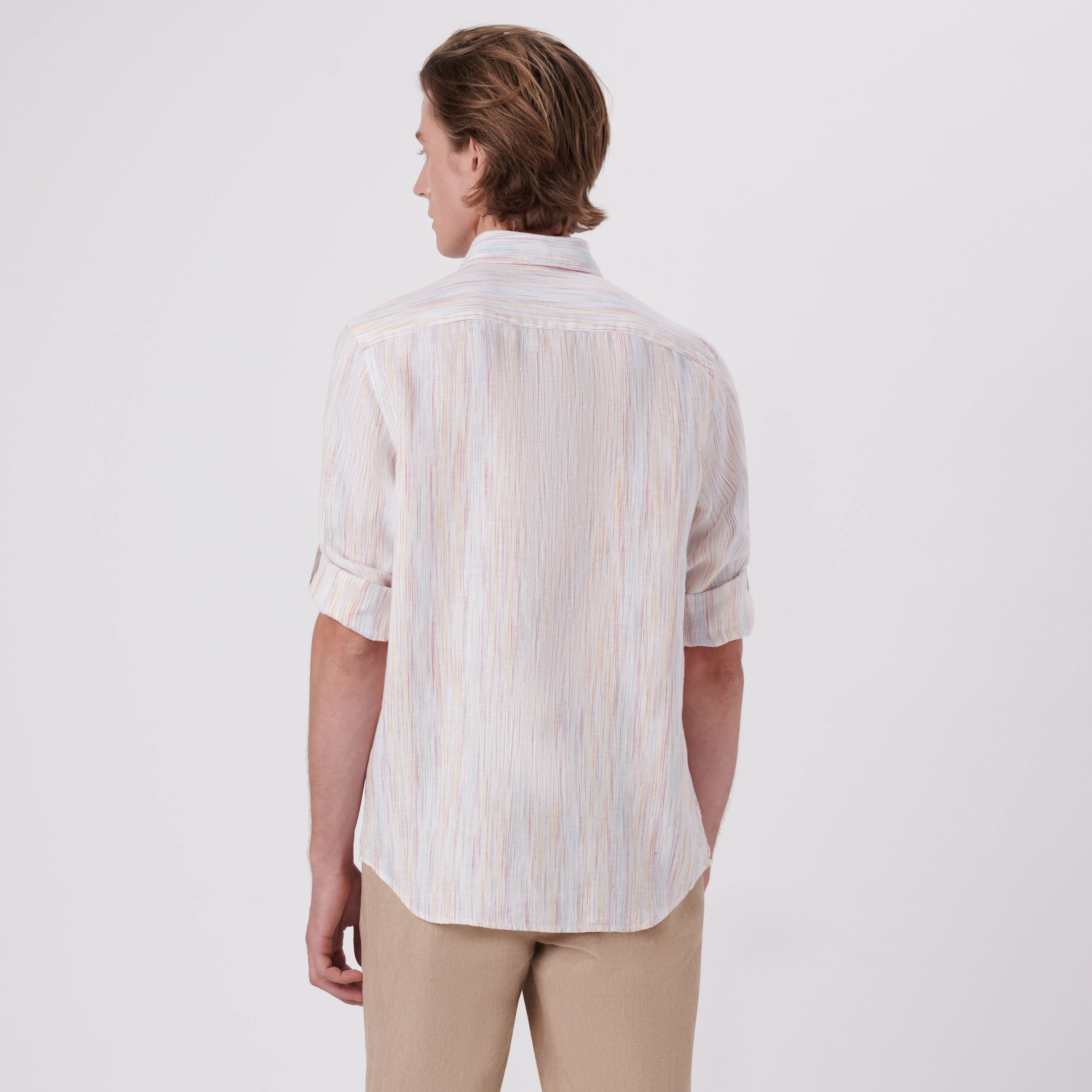 Julian Chalk Stripe Linen Shirt sold by Bugatchi product image thumbnail 4