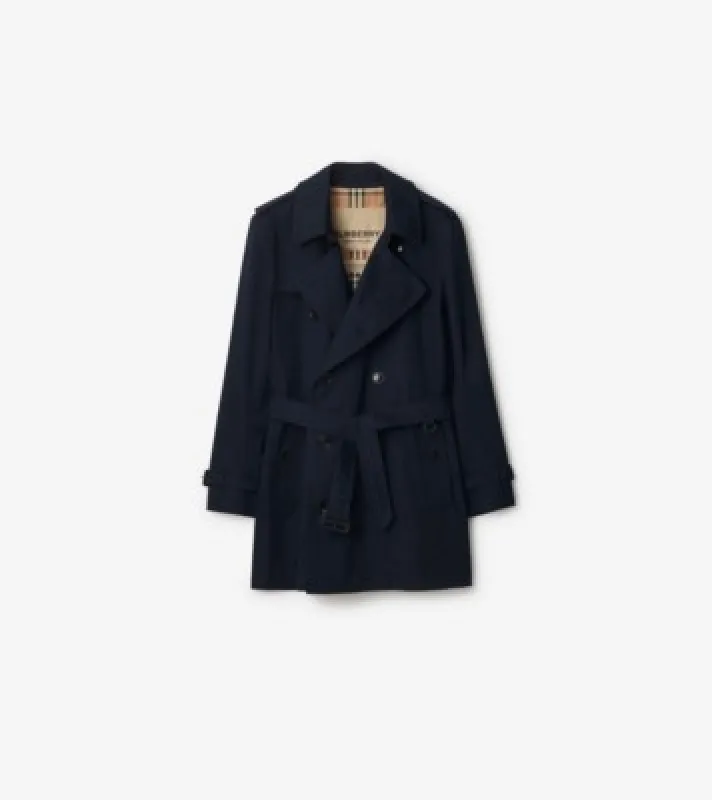 Short Kensington Heritage Trench Coat in Coal blue - Men, Cotton Gabardine | Burberry® Official sold by Burberry