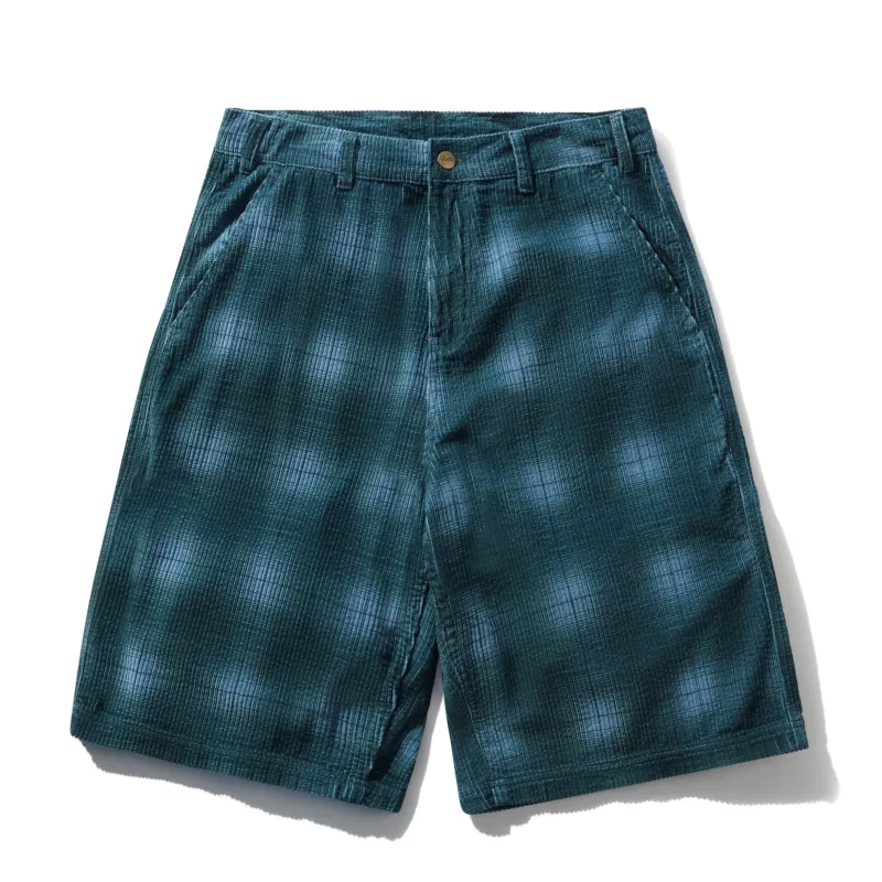 Cord Work Shorts, Blue Plaid made by Butter