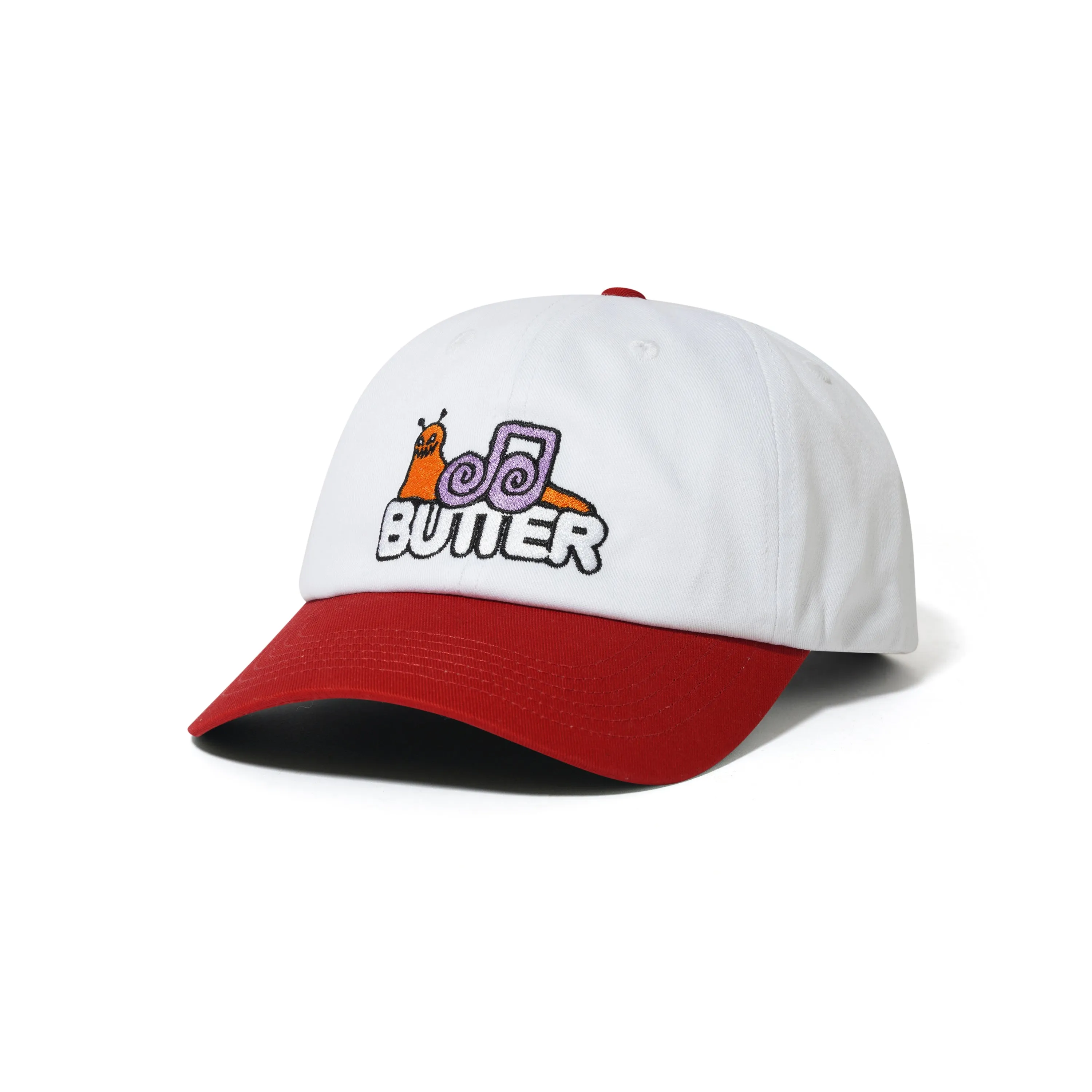Snail 6 Panel Cap, White / Cardinal sold by Butter