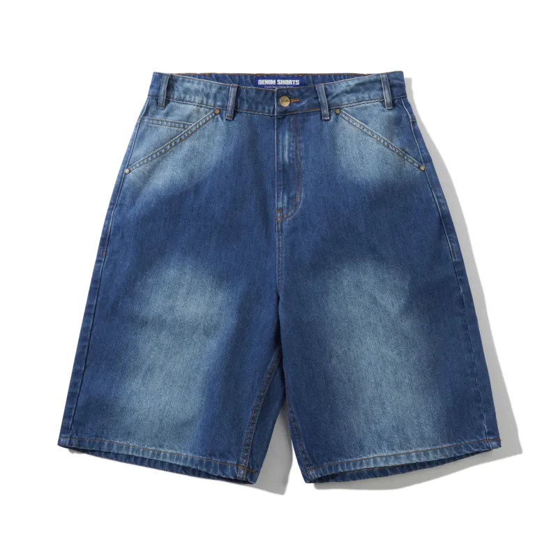 Encounter Denim Shorts, Washed Slub Blue made by Butter