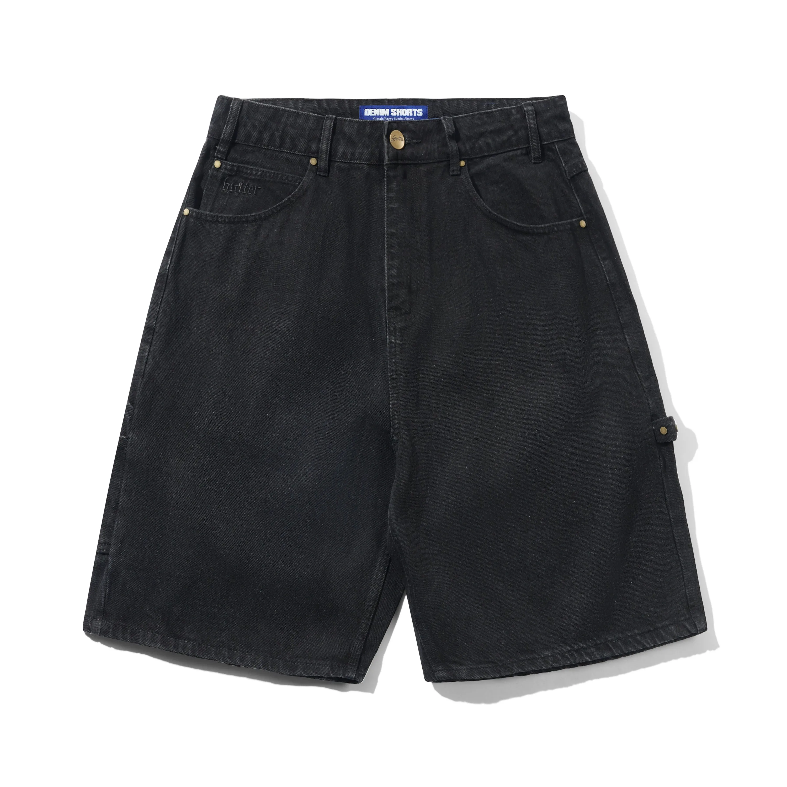 Rivet Denim Shorts, Washed Black sold by Butter