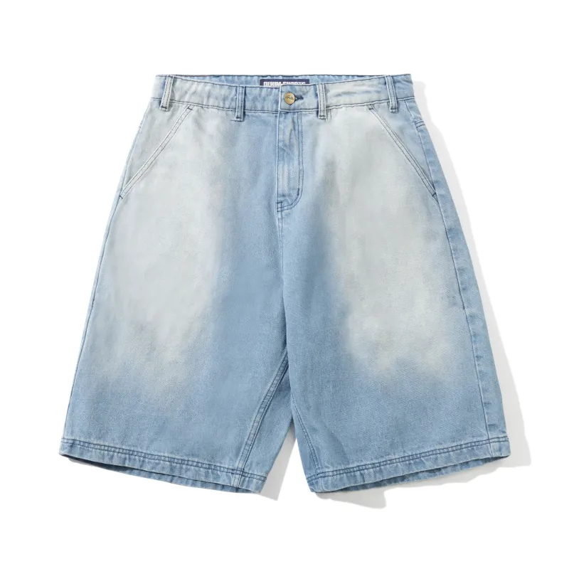 Scribble Denim Shorts, Faded Light Blue sold by Butter