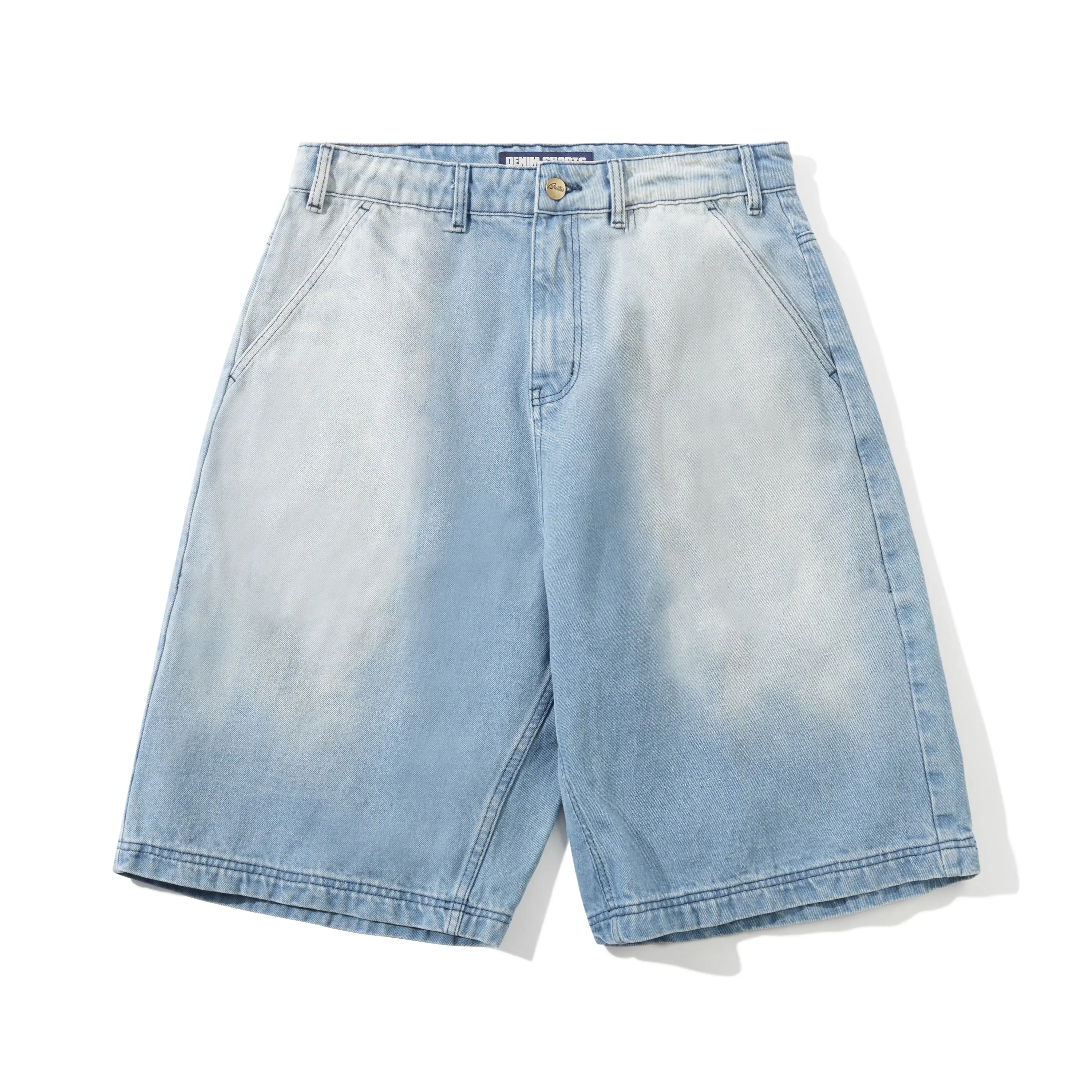 Scribble Denim Shorts, Faded Light Blue sold by Butter