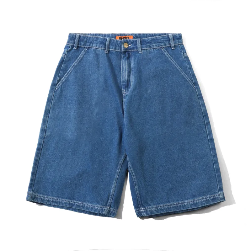 Scribble Denim Shorts, Mid Blue made by Butter