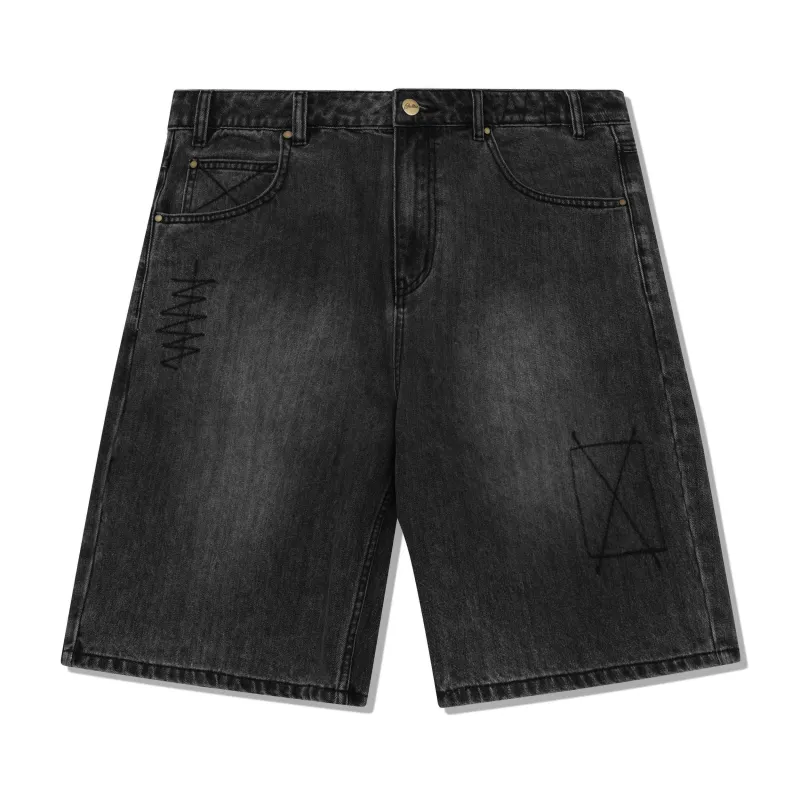 Stitch Denim Shorts, Distressed Grey made by Butter