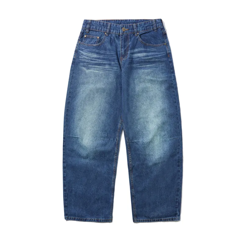 Wide Cut Denim Jeans, Dark Blue Slub made by Butter