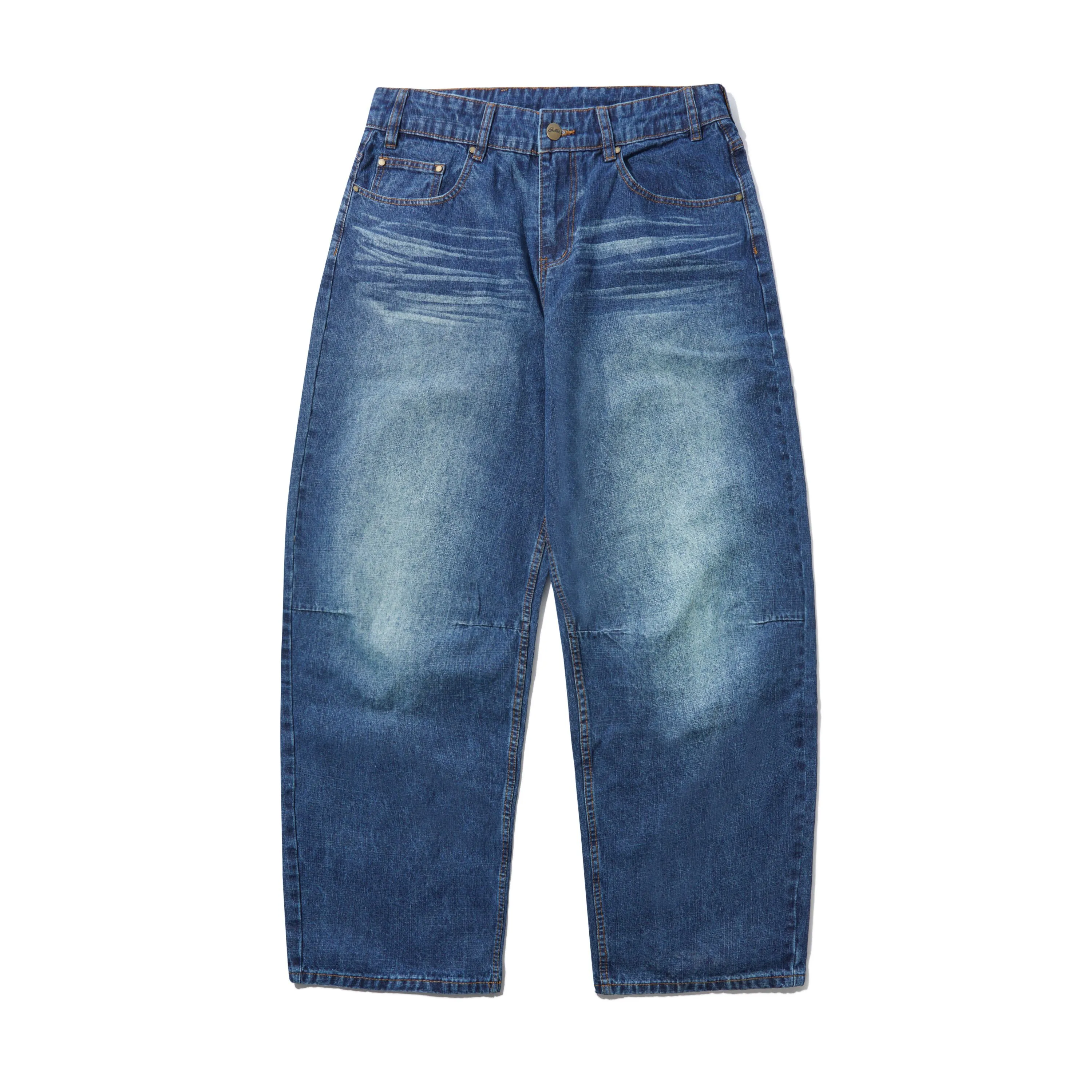 Wide Cut Denim Jeans, Dark Blue Slub sold by Butter